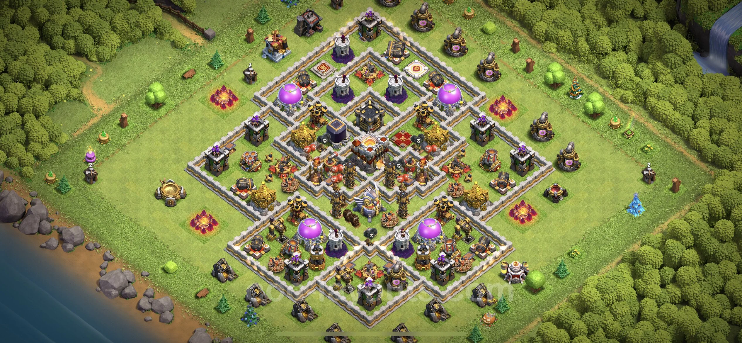 Anti 2 Stars Base TH11 with Link, Hybrid - best plan / layout / design - Clash of Clans - (#89) — Verdediging TH11