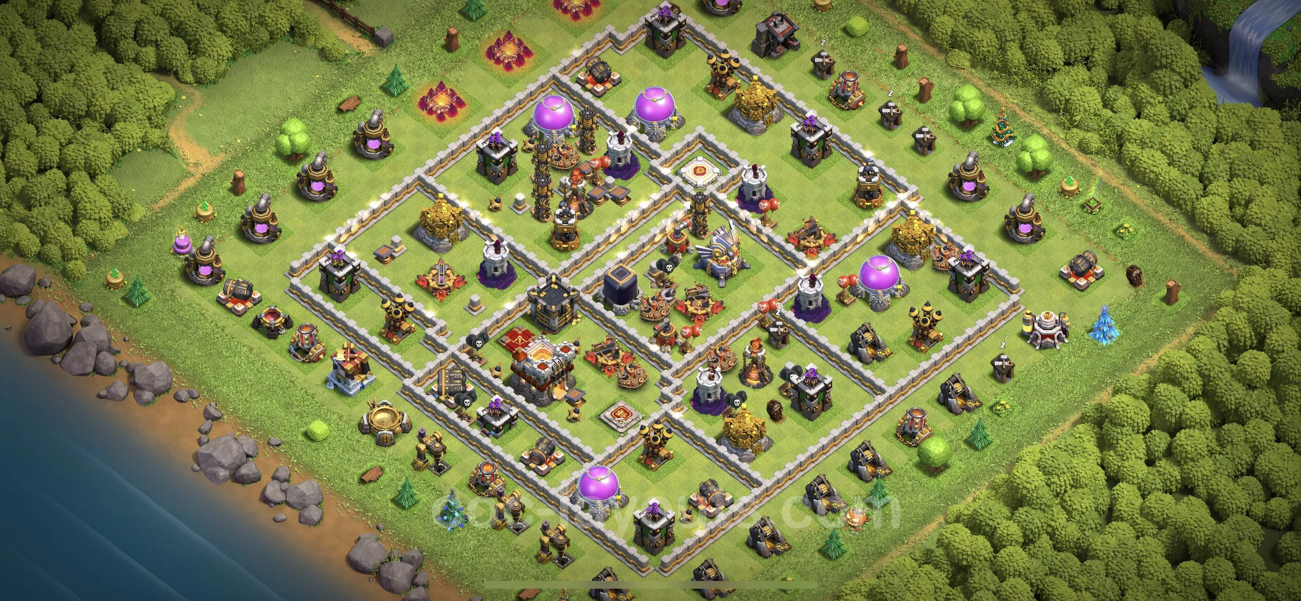 Anti 3 Stars Base TH11 with Link, Hybrid - best plan / layout / design - Clash of Clans - (#91) — Защита TH11