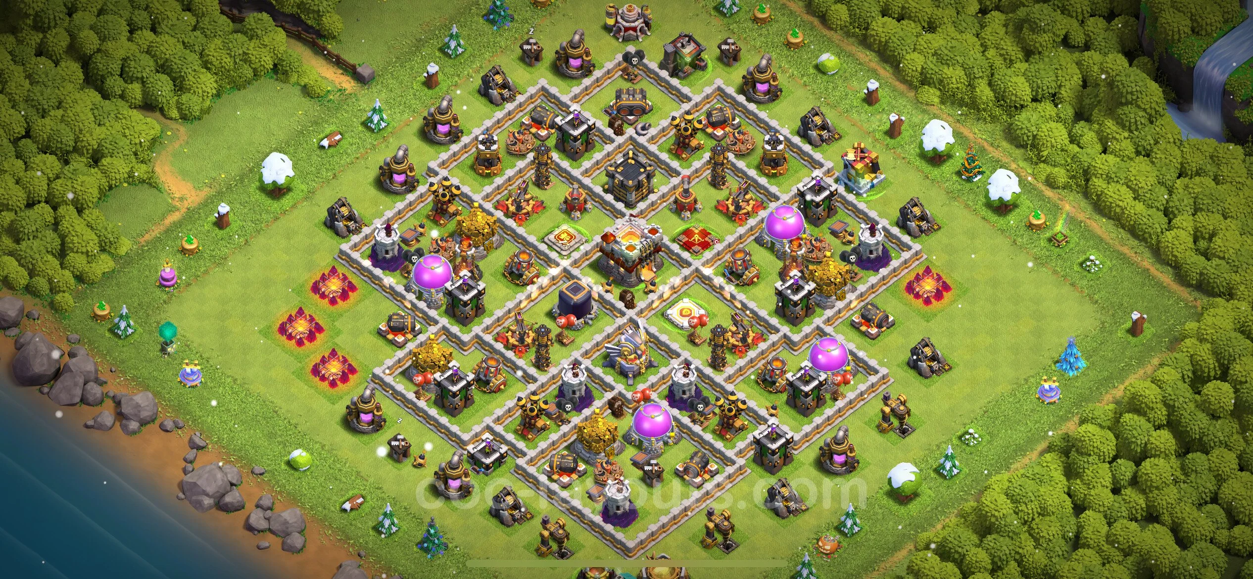 Anti 2 Stars Base TH11 with Link, Hybrid - best plan / layout / design - Clash of Clans - (#95) — Obrona TH11
