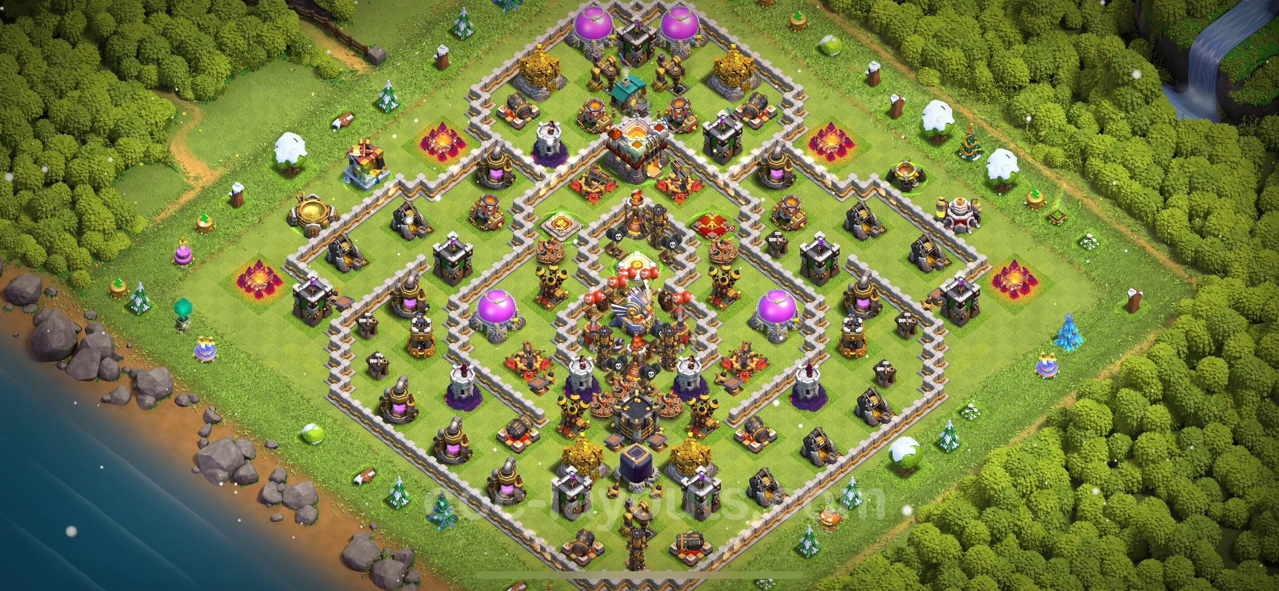Top Base TH11 with Link, Hybrid - Anti Everything Defence Plan - Clash of Clans - (#96) — Защита TH11