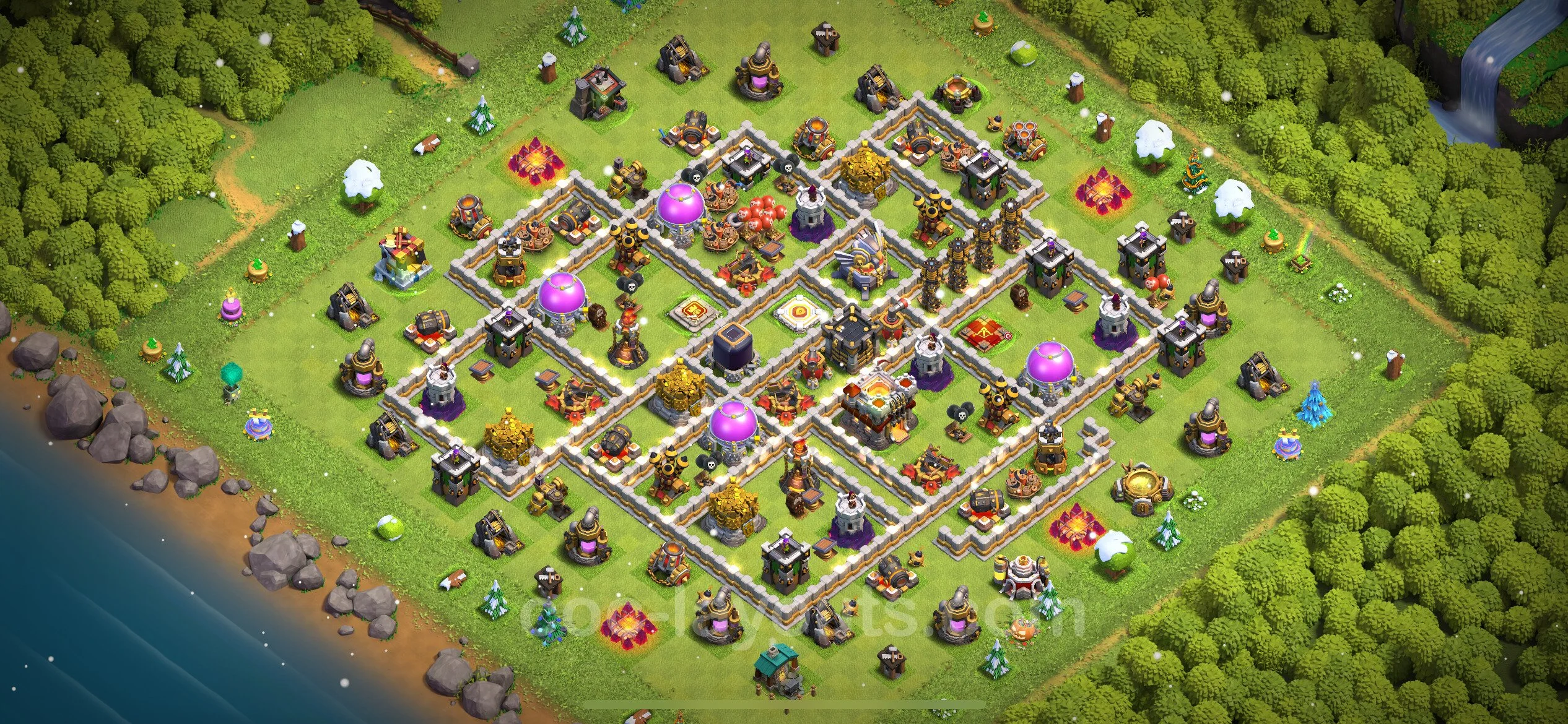 Top Base TH11 with Link, Hybrid - Anti Everything Defence Plan - Clash of Clans - (#97) — Защита TH11