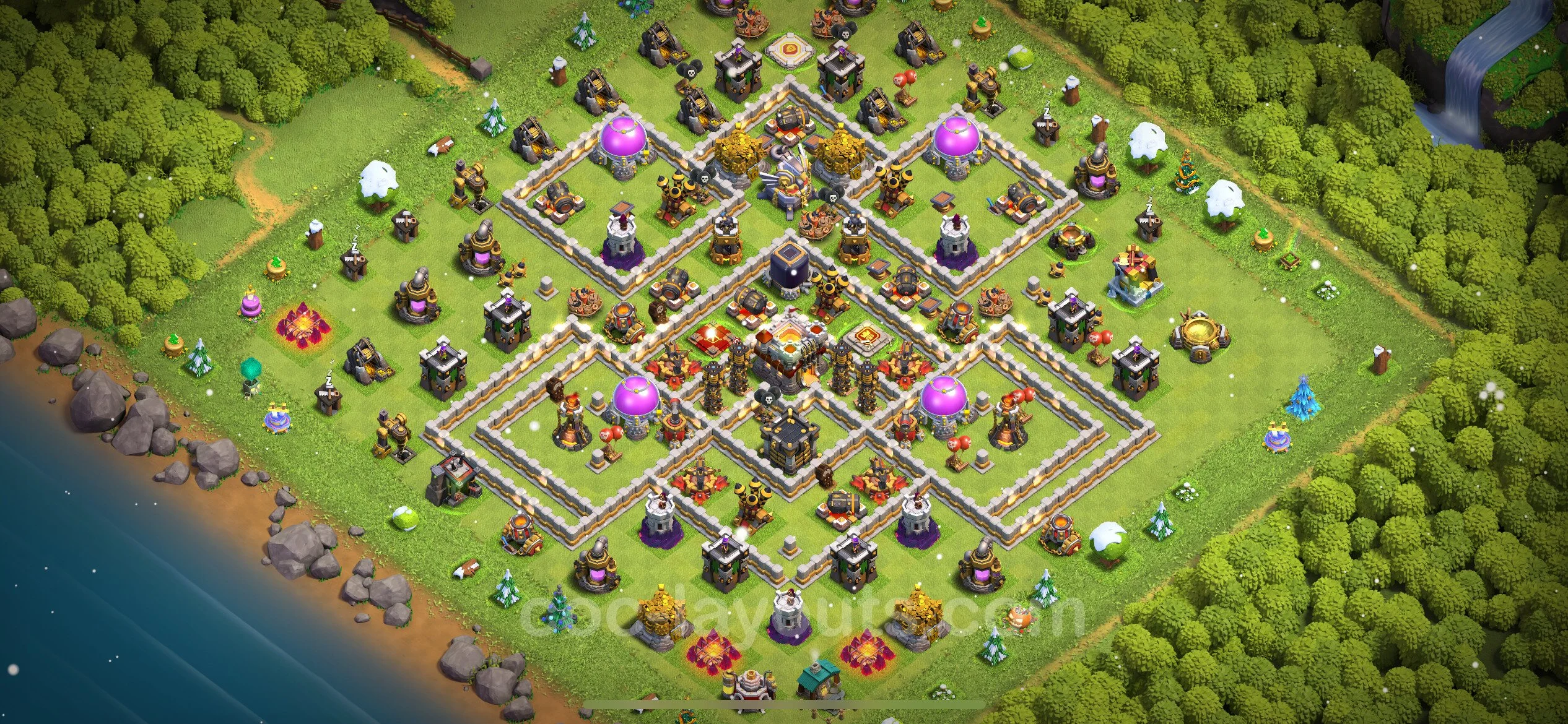 Top Base TH11 with Link - Anti P.E.K.K.A / Golem Defence Plan - Clash of Clans - (#98) — Defense TH11