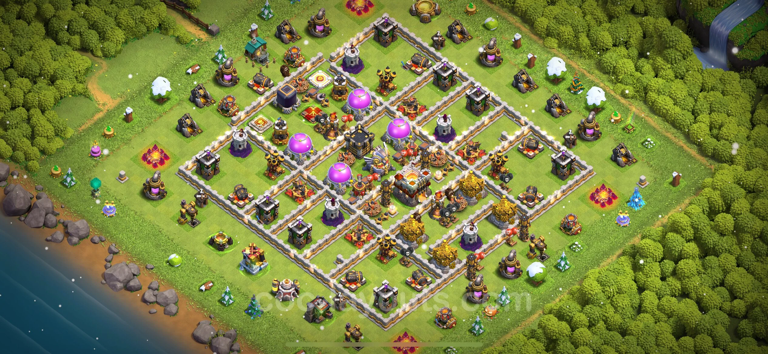 Base TH11 with Link Max Levels - defence plan / layout / design - Clash of Clans - (#99) — Defense TH11