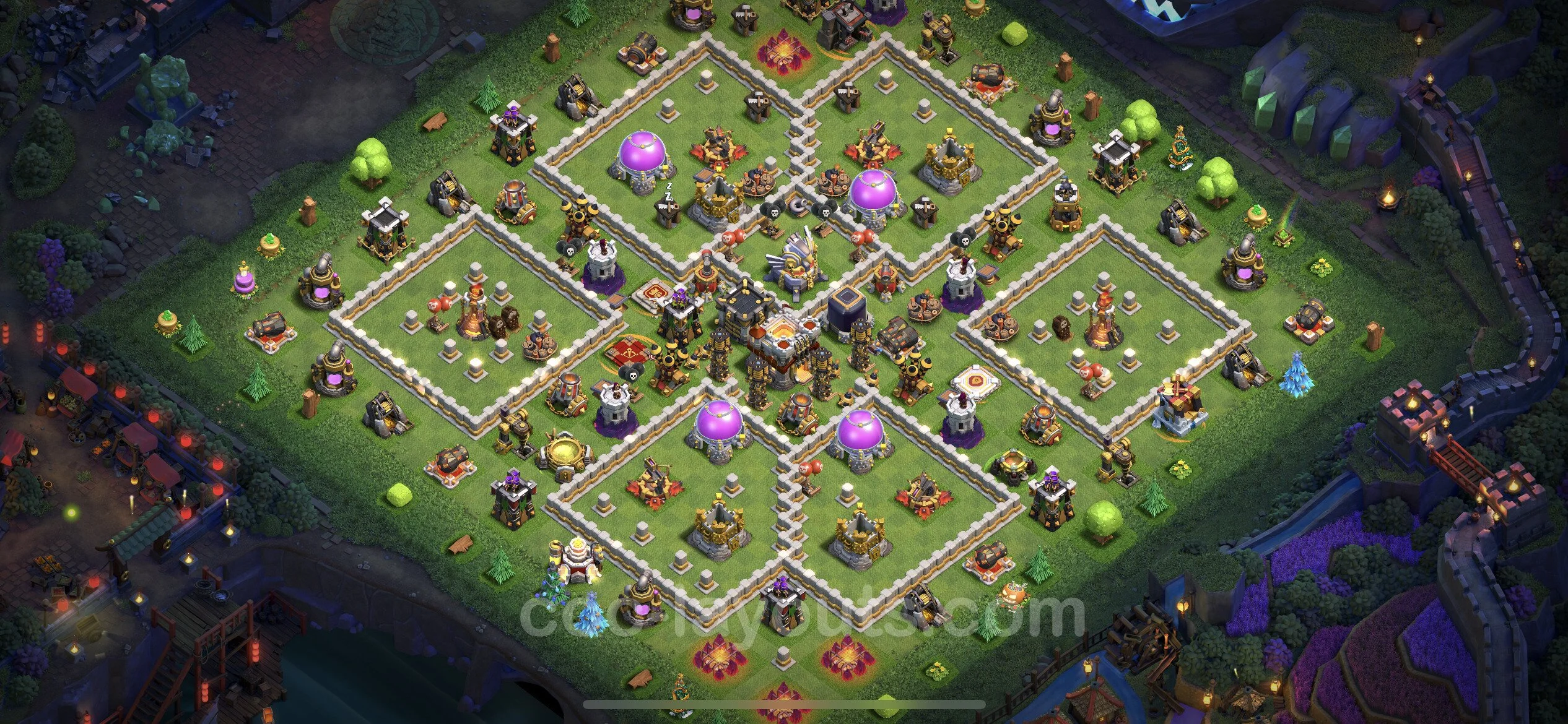Farming Base TH11 with Link, Anti Air / Electro Dragon, Hybrid - plan / layout / design - Clash of Clans - (#31) — Farm TH11