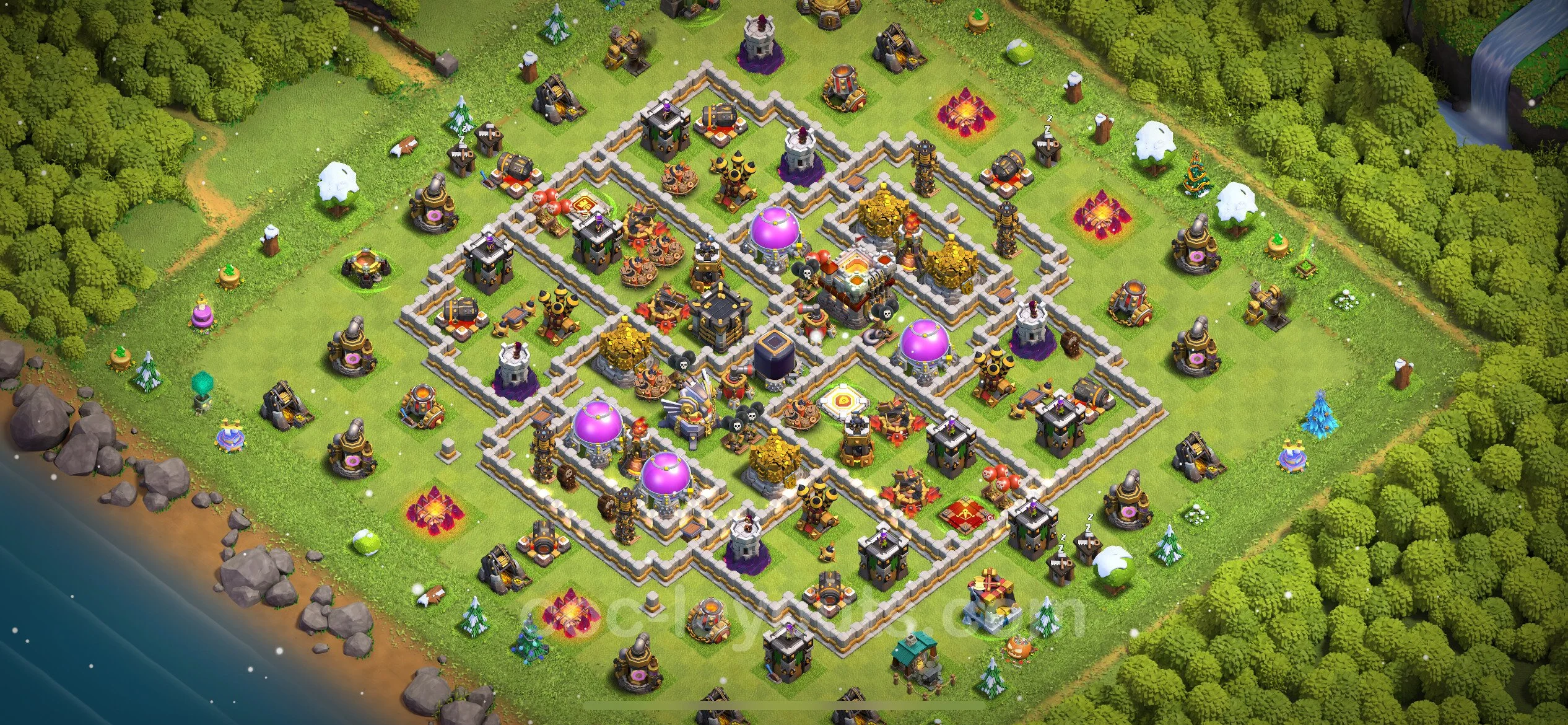 Farming Base TH11 with Link, Anti Air / Electro Dragon - plan / layout / design - Clash of Clans - (#55) — Farm TH11