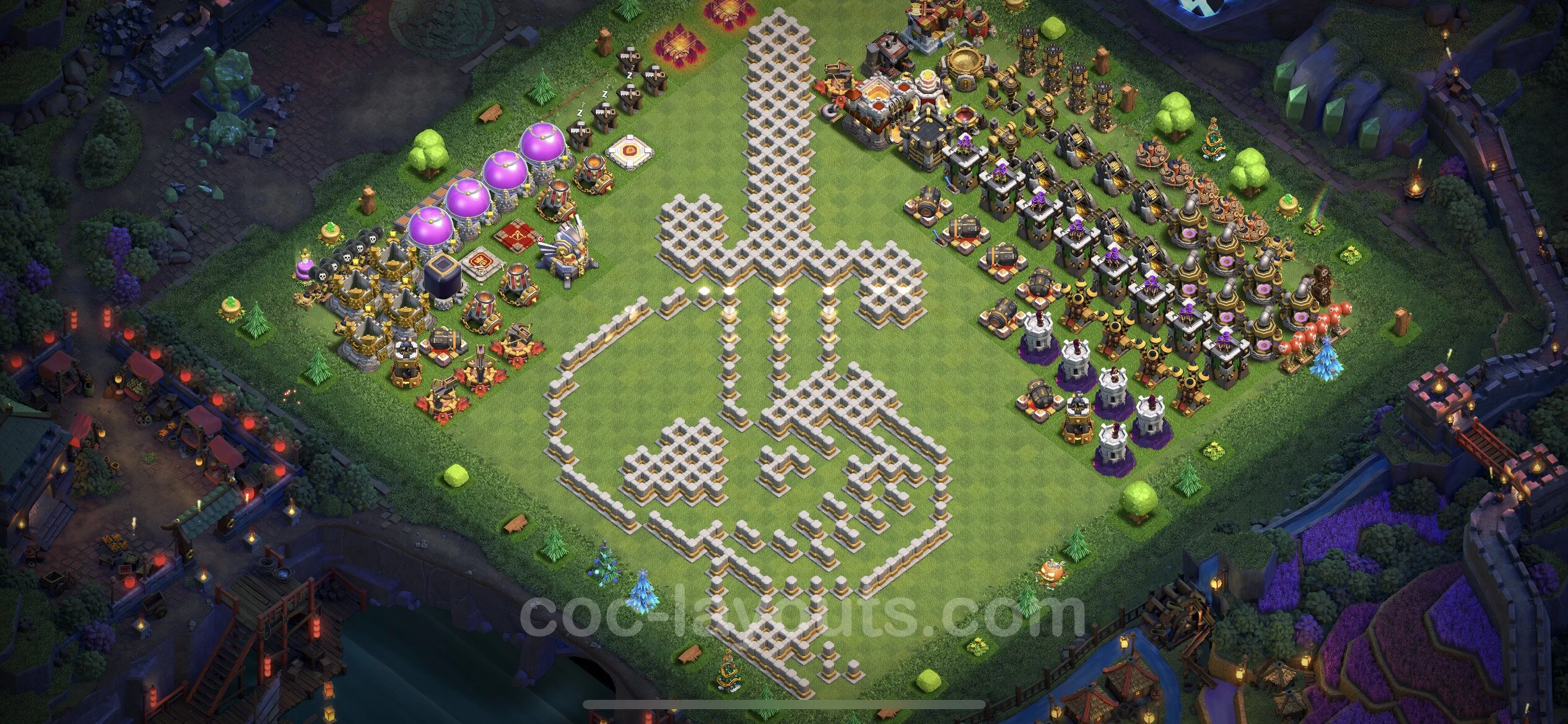 Top Troll Funny Base TH11 with Link - Funny Art Plan - Clash of Clans - (#2)