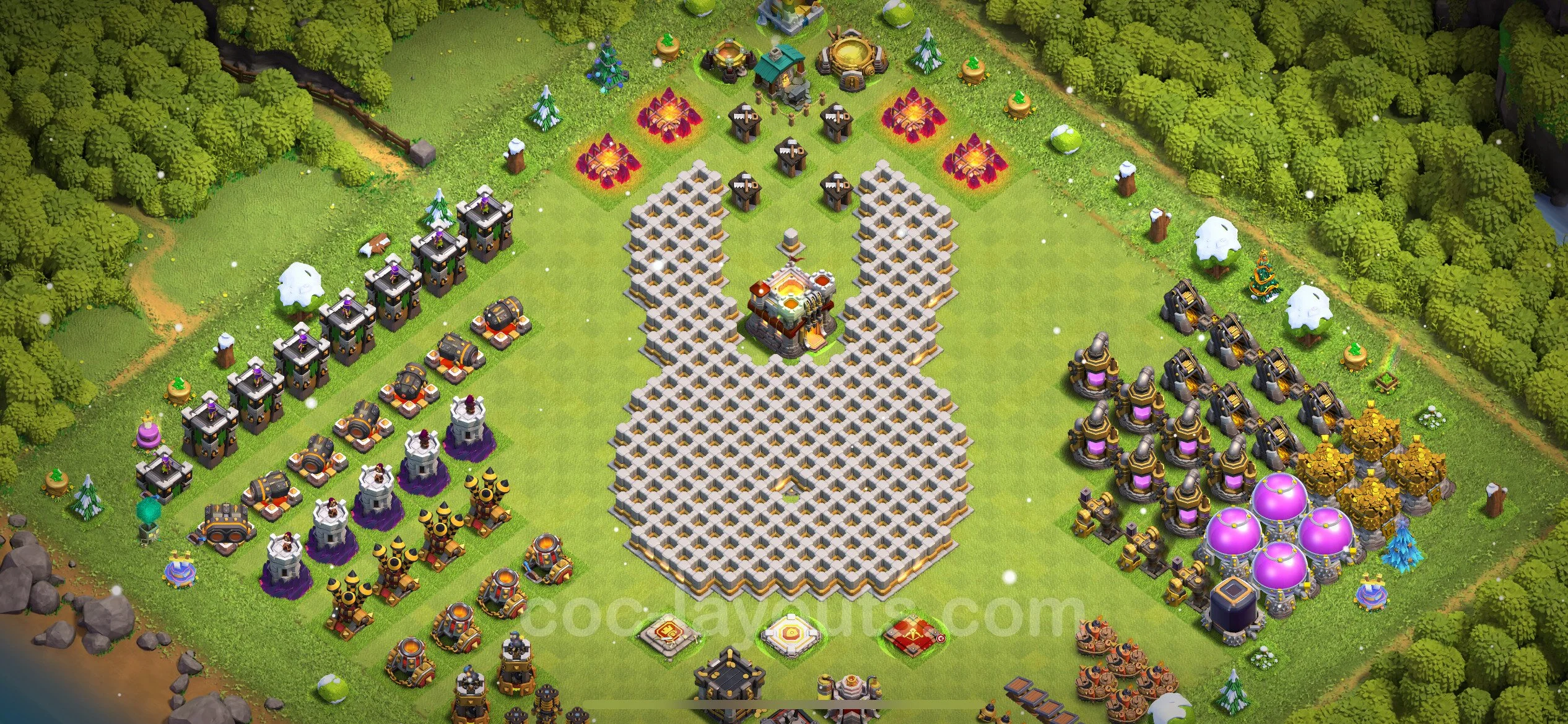 Top Troll Funny Base TH11 with Link - Funny Art Plan - Clash of Clans - (#28) — Diversión TH11