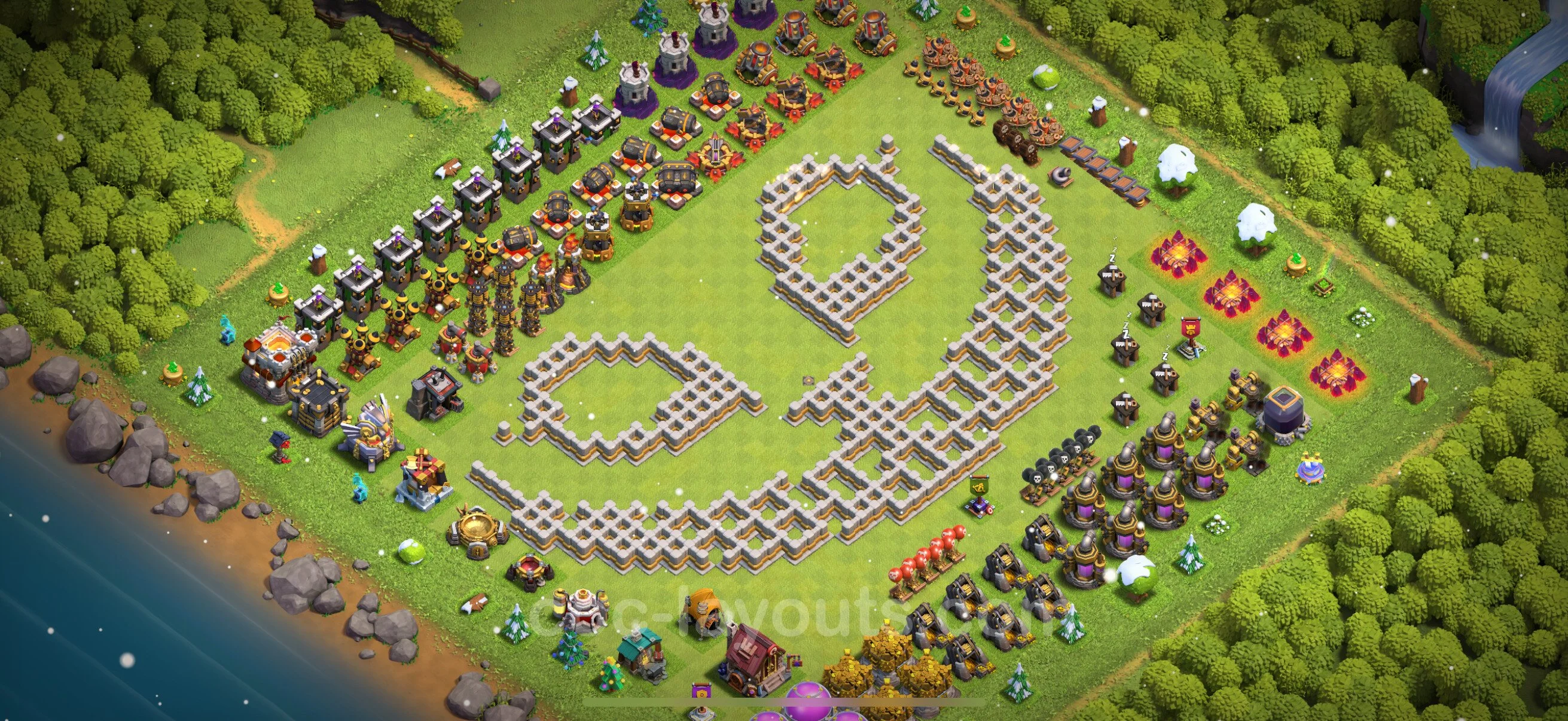 Top Troll Funny Base TH11 with Link - Funny Art Plan - Clash of Clans - (#69) — Divertente TH11