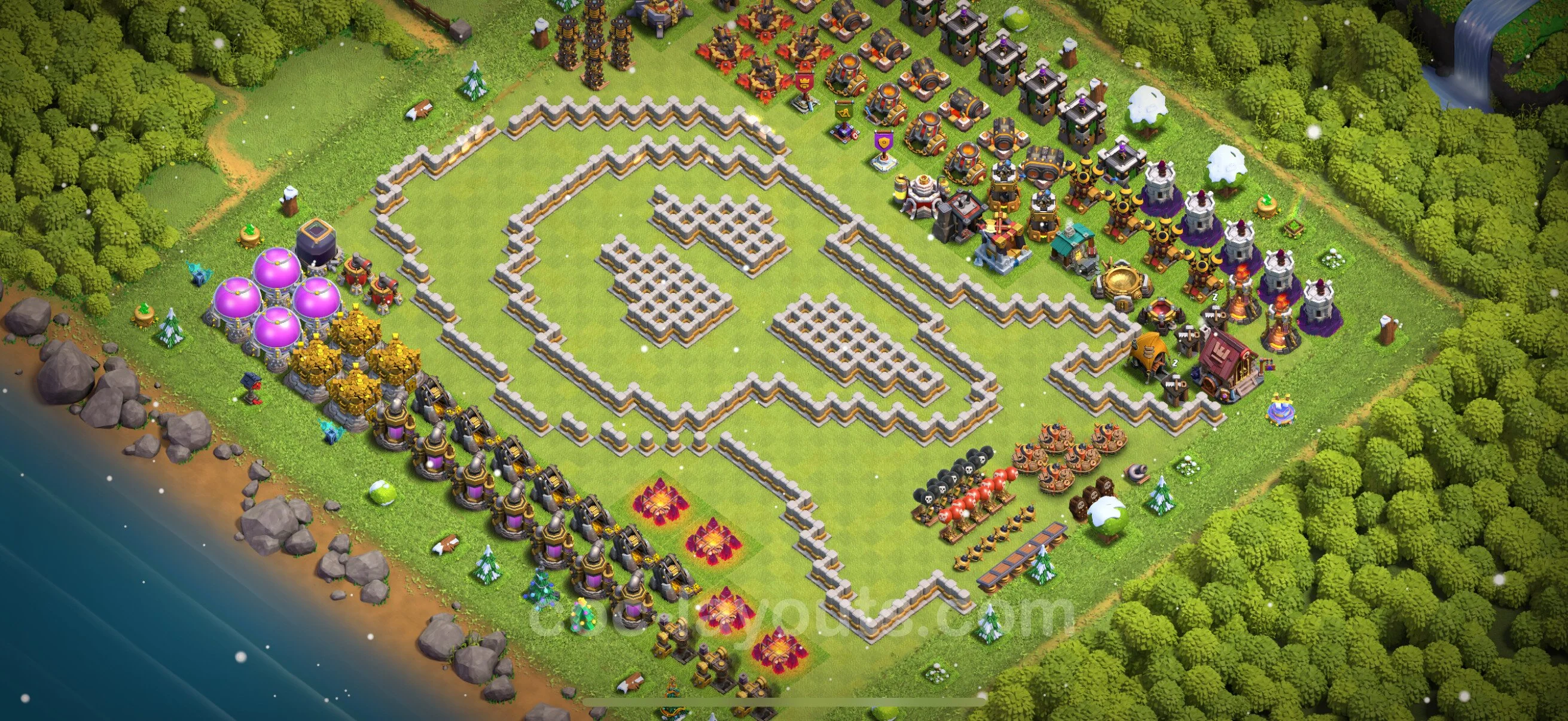 Top Troll Funny Base TH11 with Link - Funny Art Plan - Clash of Clans - (#73) — Fun TH11
