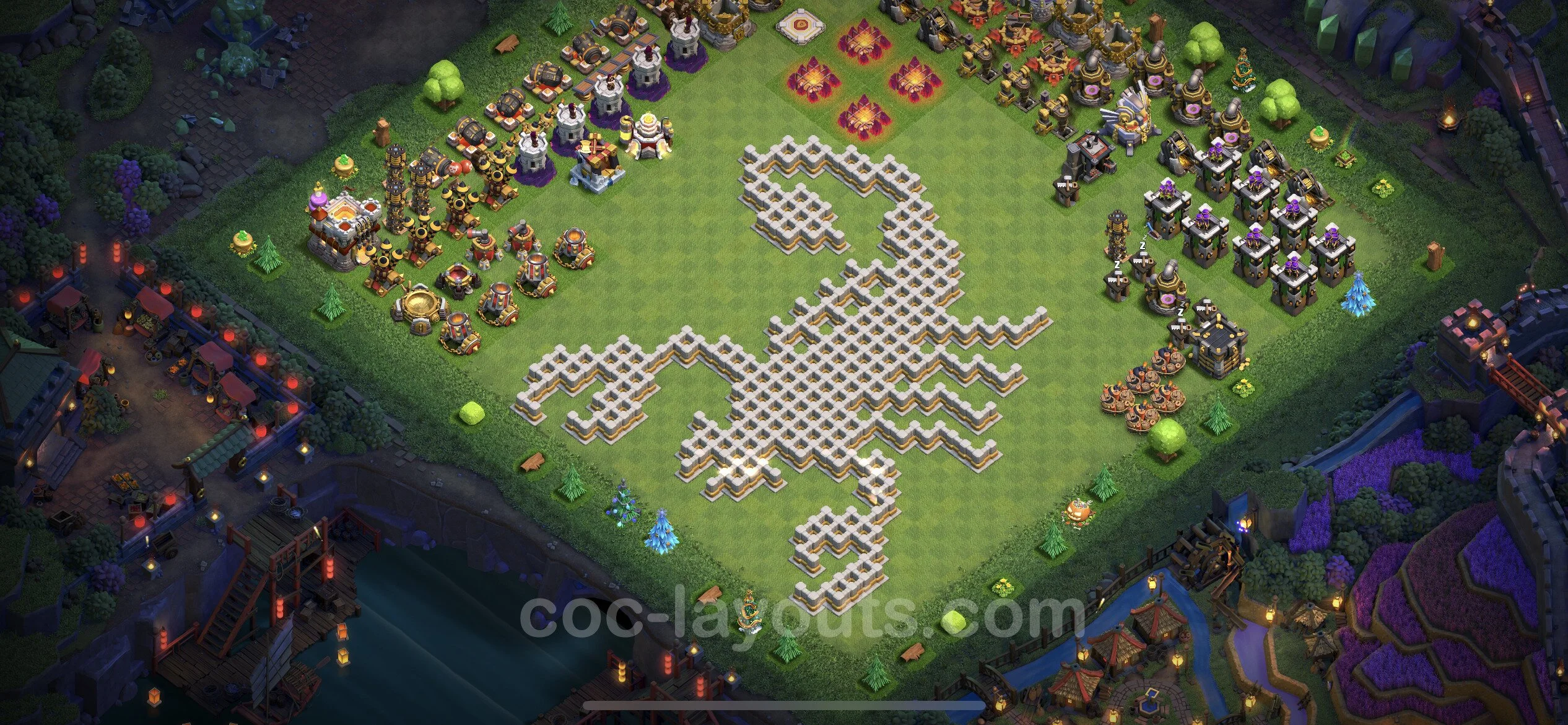 Top Troll Funny Base TH11 with Link - Funny Art Plan - Clash of Clans - (#8) — Spaß TH11