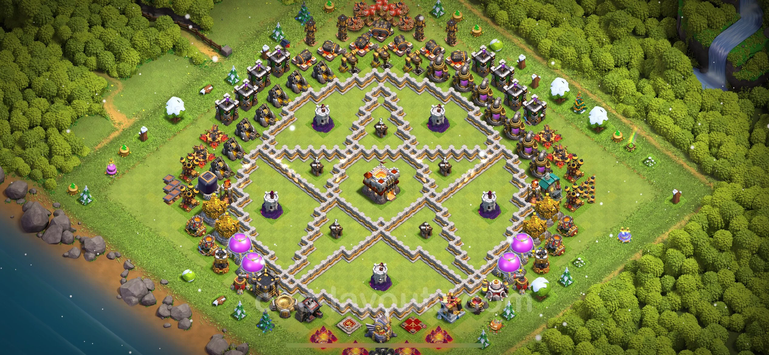 Top Troll Funny Base TH11 with Link - Funny Art Plan - Clash of Clans - (#82) — Plezier TH11