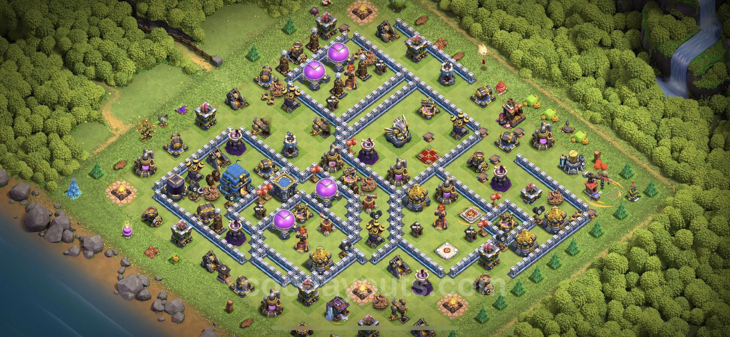 Anti 3 Stars Base TH12 with Link - best plan / layout / design - Clash of Clans - (#111) — Obrona TH12