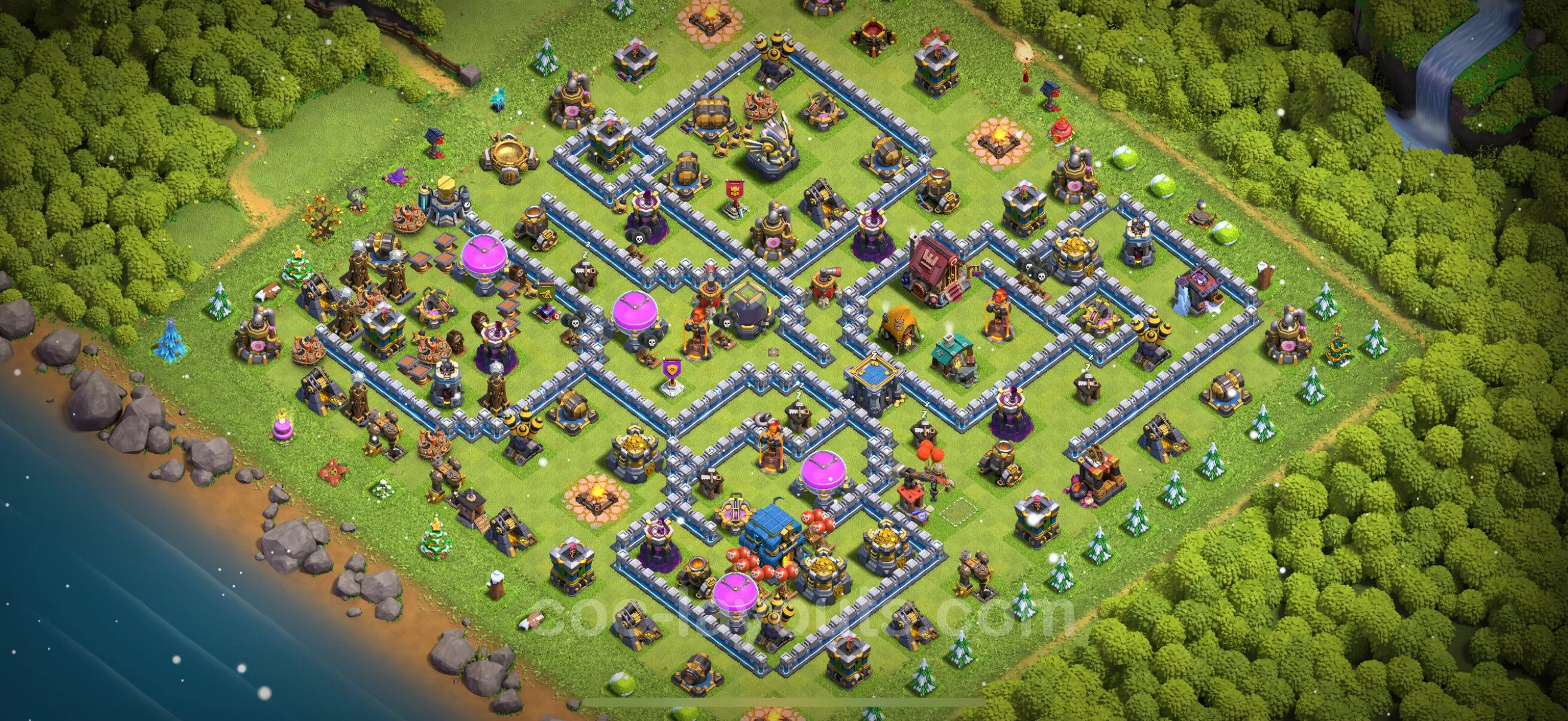 Base TH12 with Link, Anti 3 Stars Max Levels - defence plan / layout / design - Clash of Clans - (#114) — Défense TH12