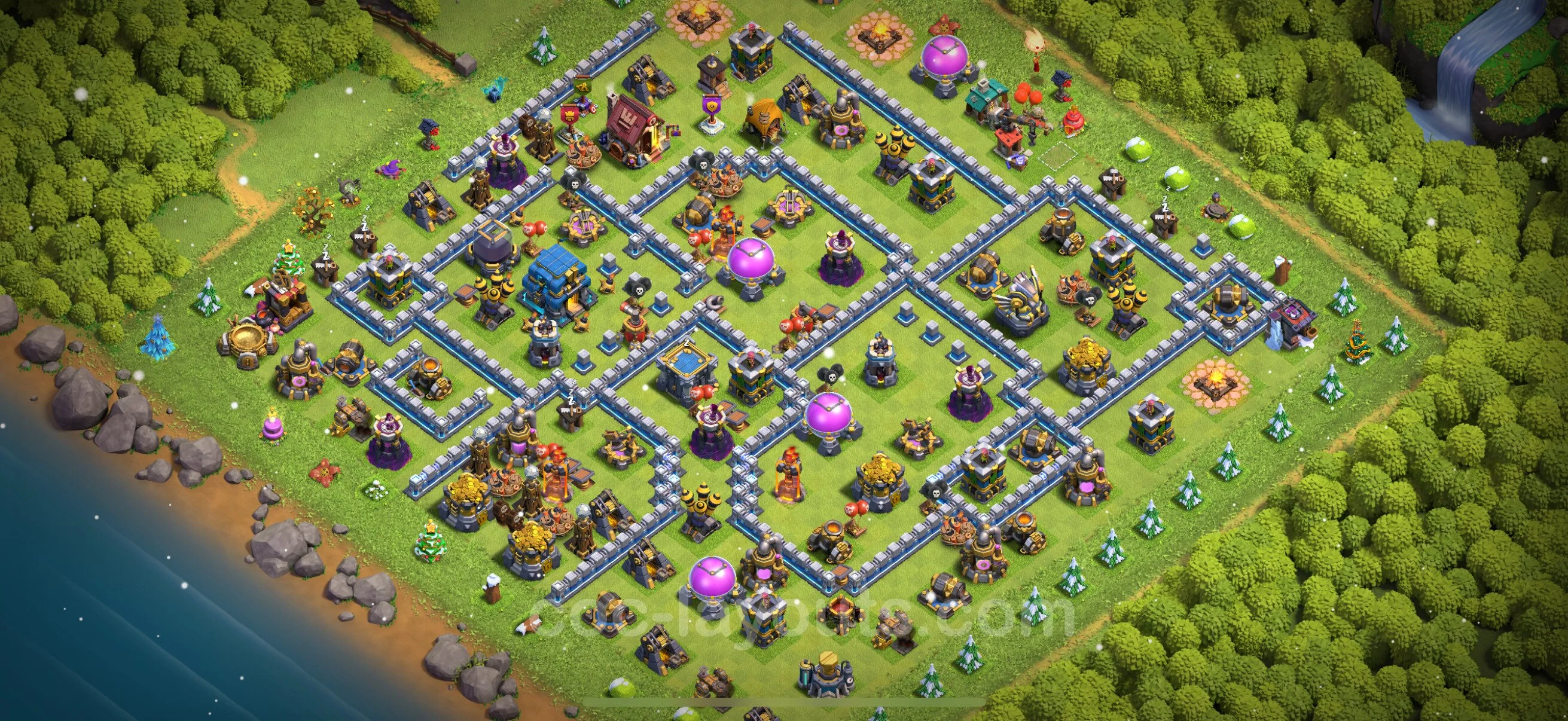 Anti 3 Stars Base TH12 with Link - best plan / layout / design - Clash of Clans - (#120) — Verdediging TH12