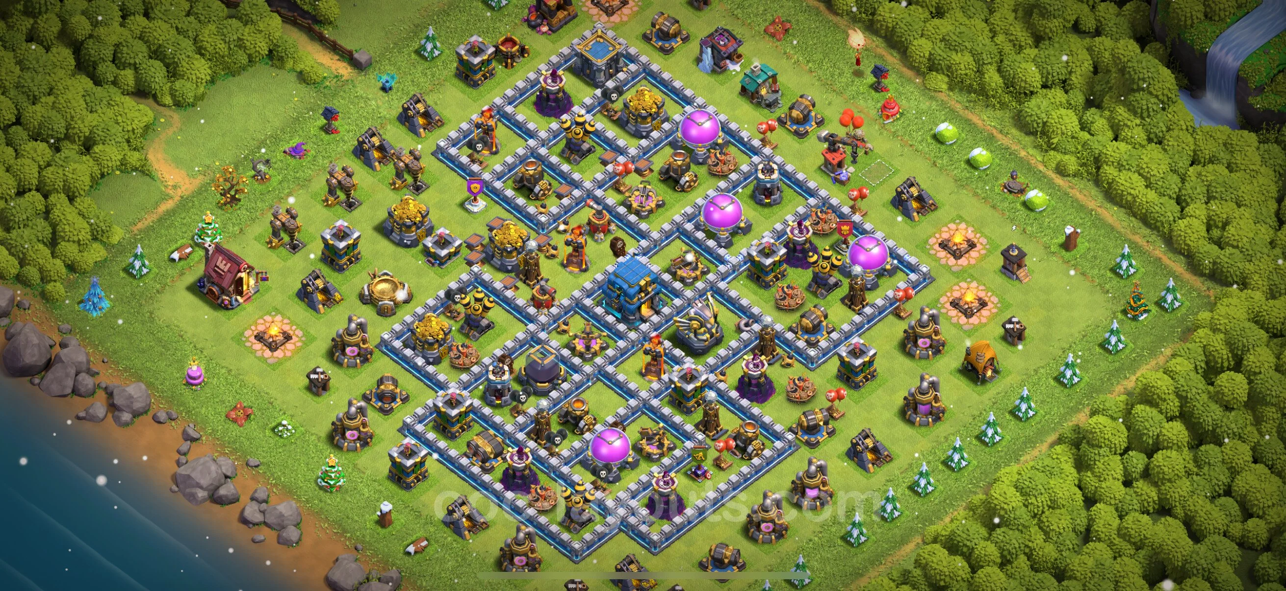 Top Base TH12 with Link, Anti 3 Stars - Anti GoWiWi / GoWiPe Defence Plan - Clash of Clans - (#128) — Obrona TH12