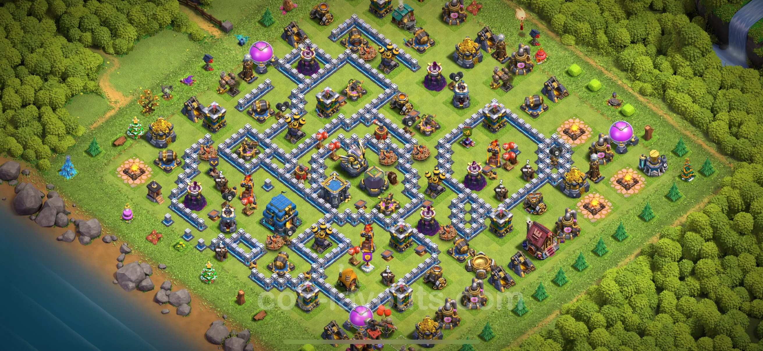 Base TH12 with Link, Hybrid Max Levels - defence plan / layout / design - Clash of Clans - (#136) — Verteidigung TH12