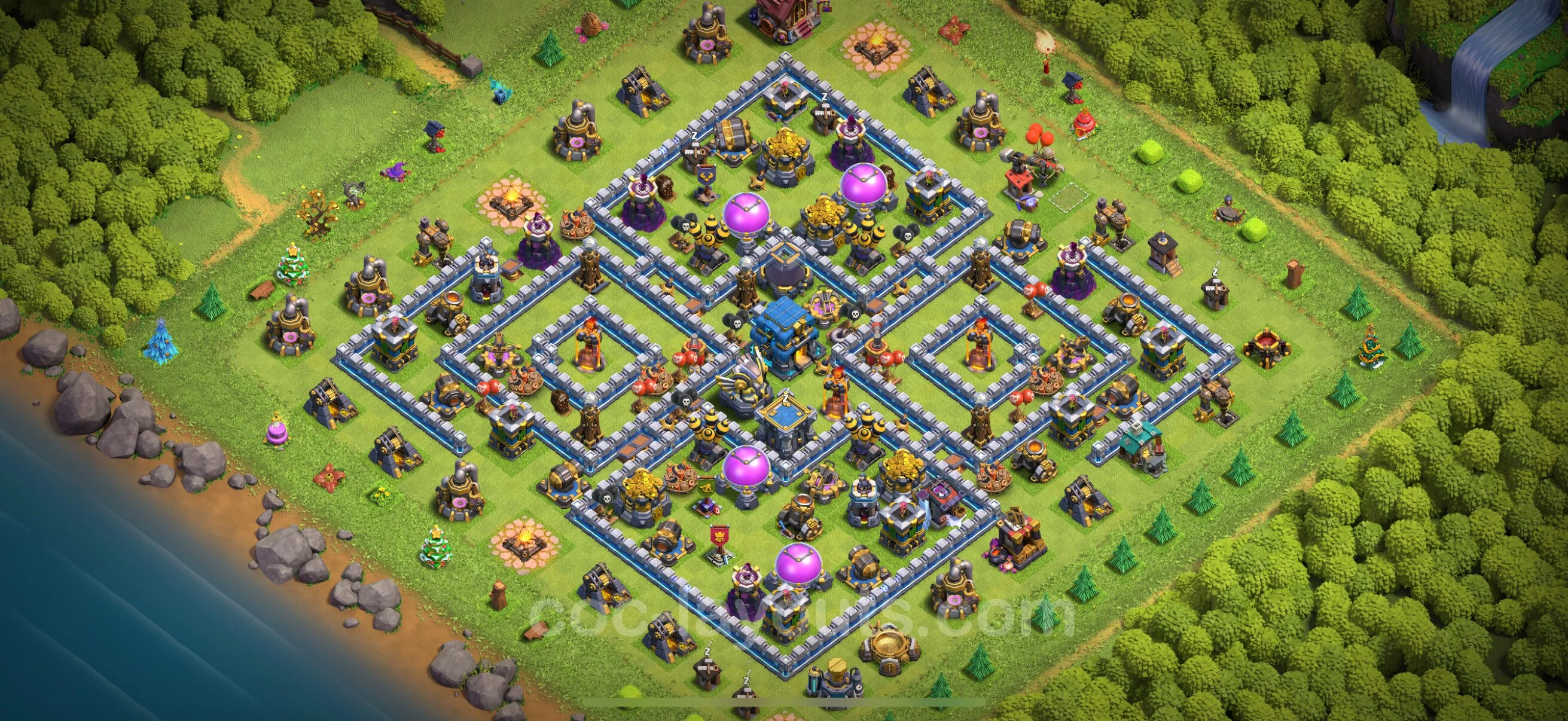 Defense (Trophy) Base TH12 with Link, Hybrid - plan / layout / design - Clash of Clans - (#137) — Defense TH12