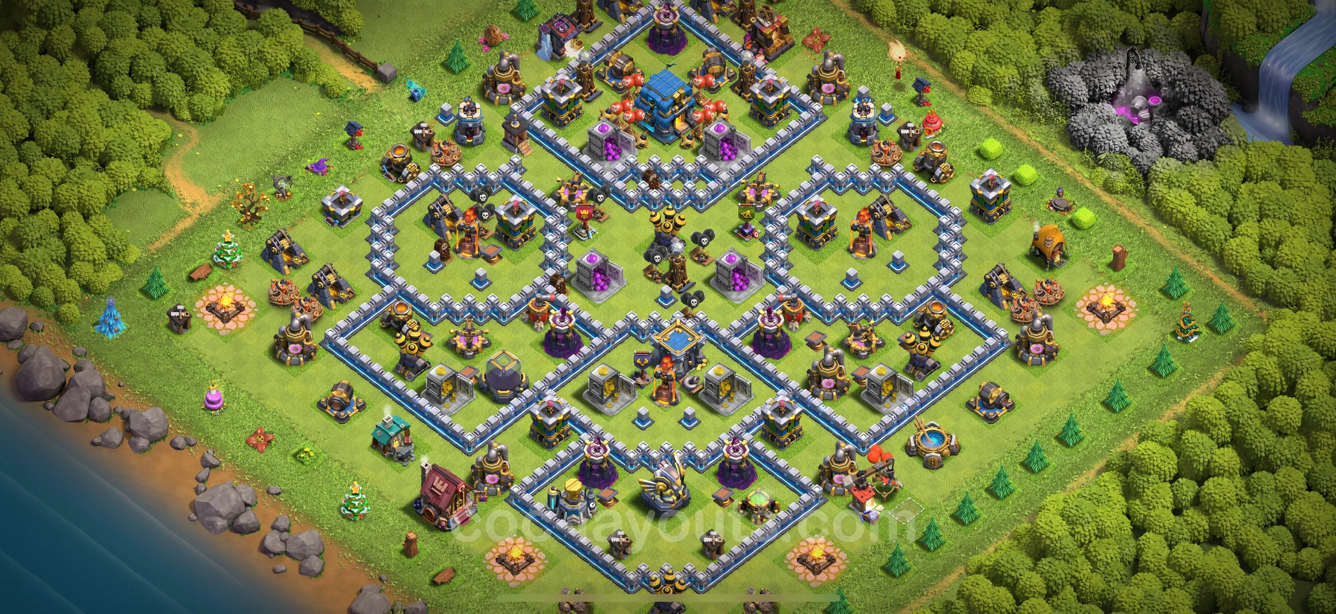 Defense (Trophy) Base TH12 with Link, Hybrid - plan / layout / design - Clash of Clans - (#141) — Obrona TH12