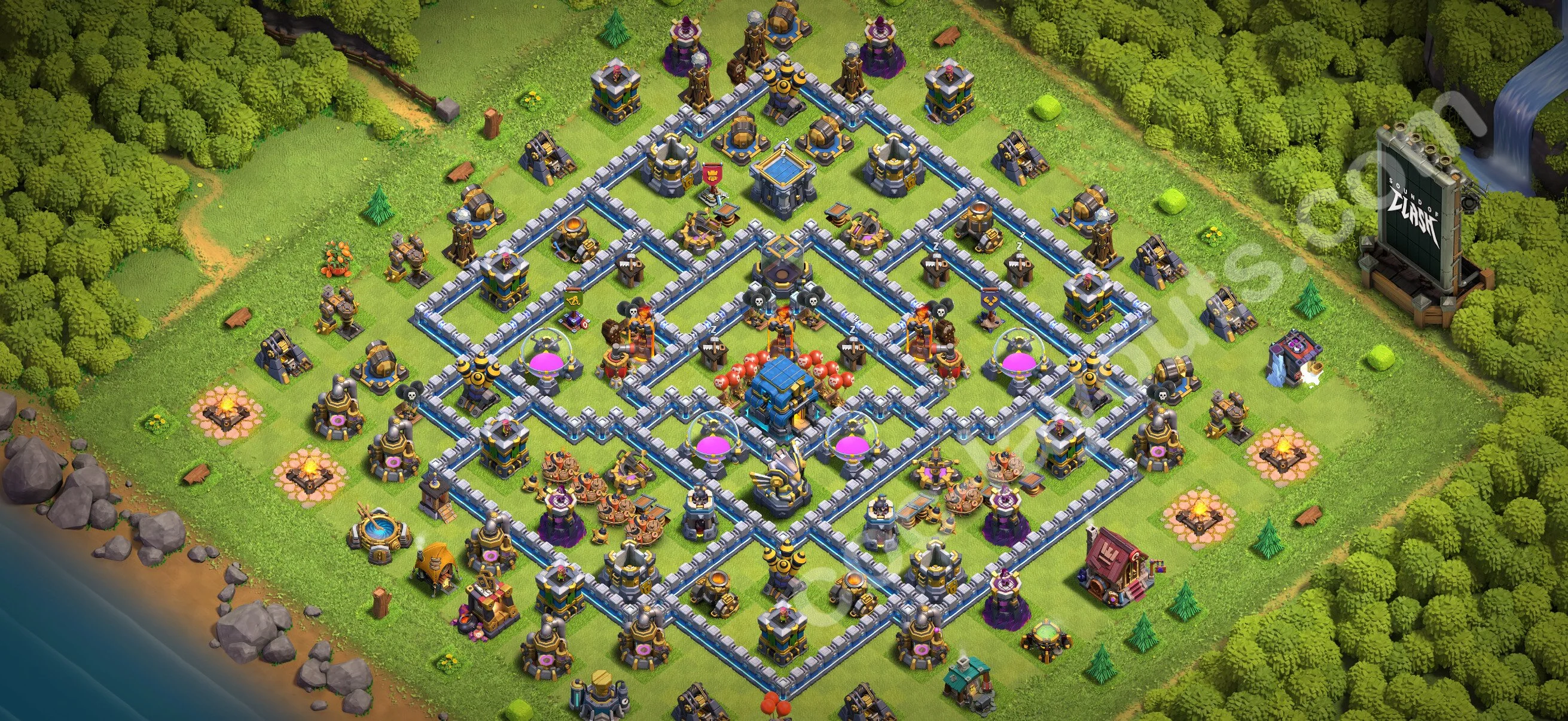 Anti 3 Stars Base TH12 with Link, Hybrid - best plan / layout / design - Clash of Clans 2026 - (#149) — Obrona TH12