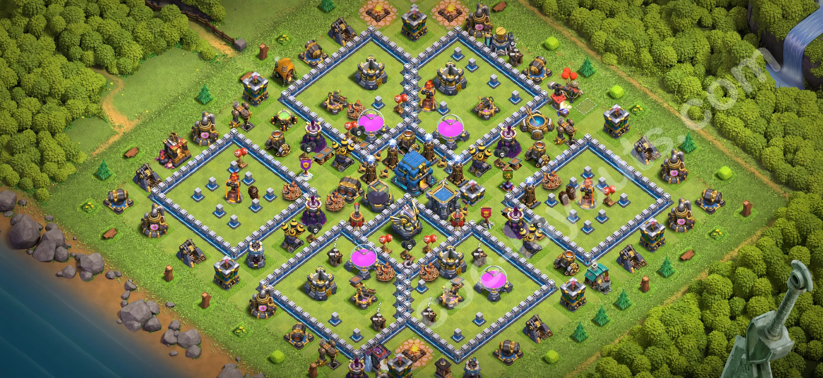 Defense (Trophy) Base TH12 with Link, Anti Everything - plan / layout / design - Clash of Clans 2026 - (#150) — Verdediging TH12