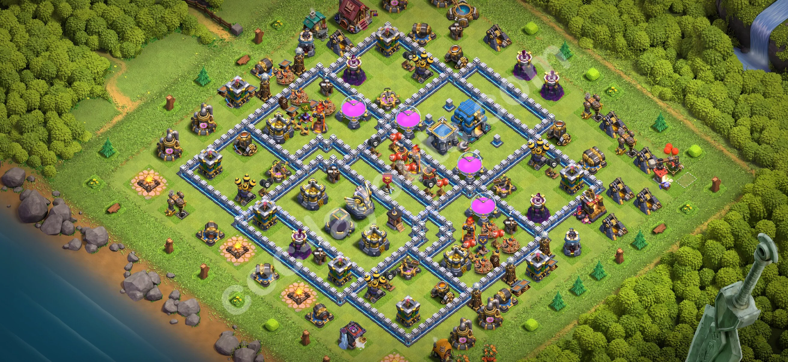 Anti 3 Stars Base TH12 with Link, Hybrid - best plan / layout / design - Clash of Clans 2026 - (#151) — Защита TH12