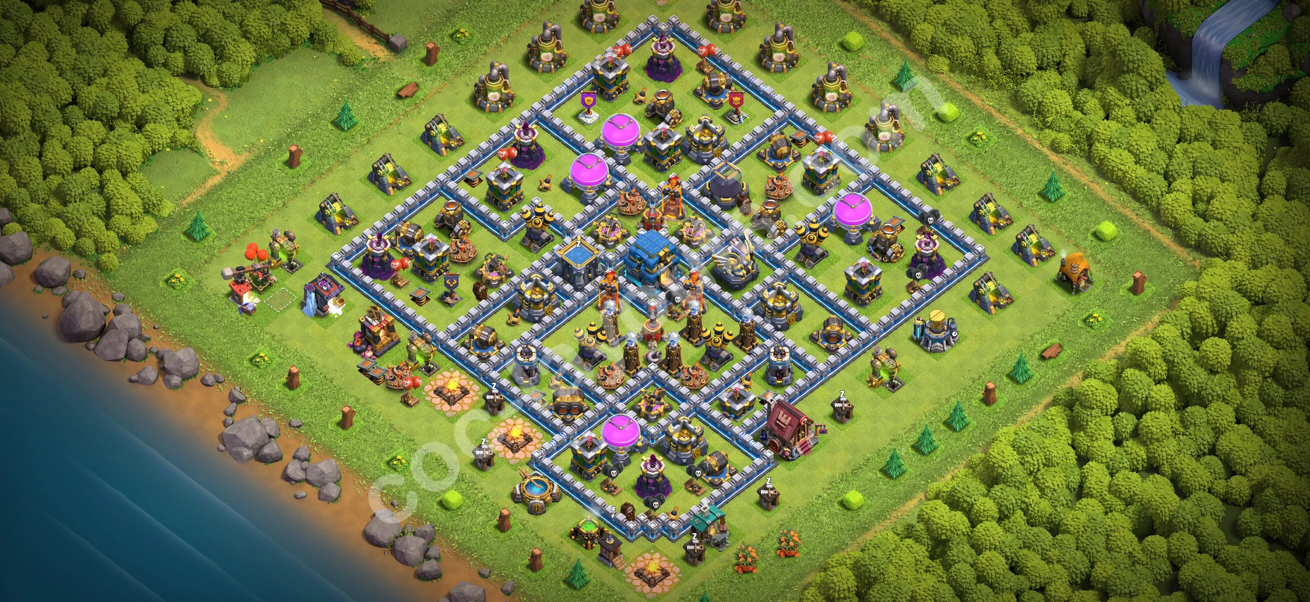 Defense (Trophy) Base TH12 with Link - plan / layout / design - Clash of Clans 2026 - (#152) — Захист TH12