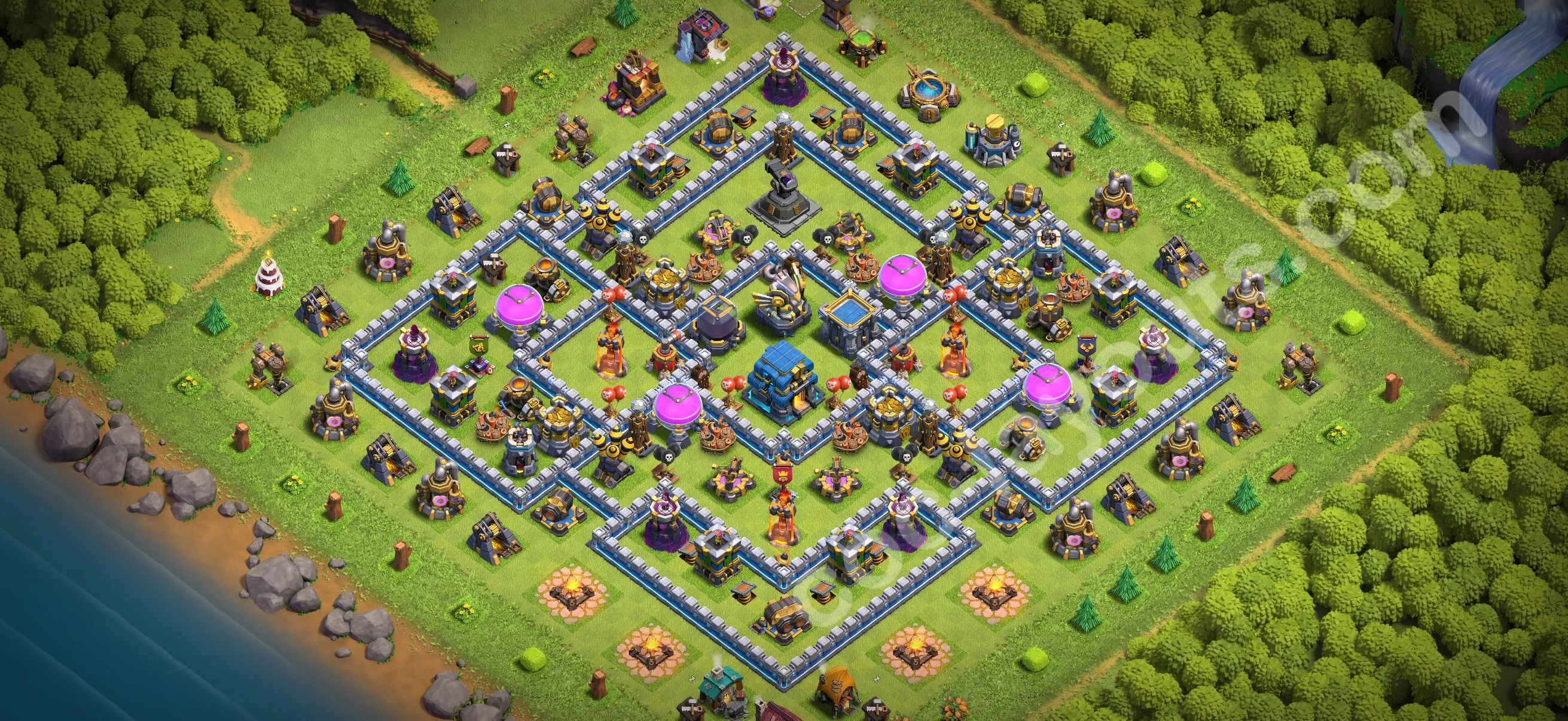 Anti 2 Stars Base TH12 with Link, Hybrid - best plan / layout / design - Clash of Clans 2026 - (#154) — Verdediging TH12