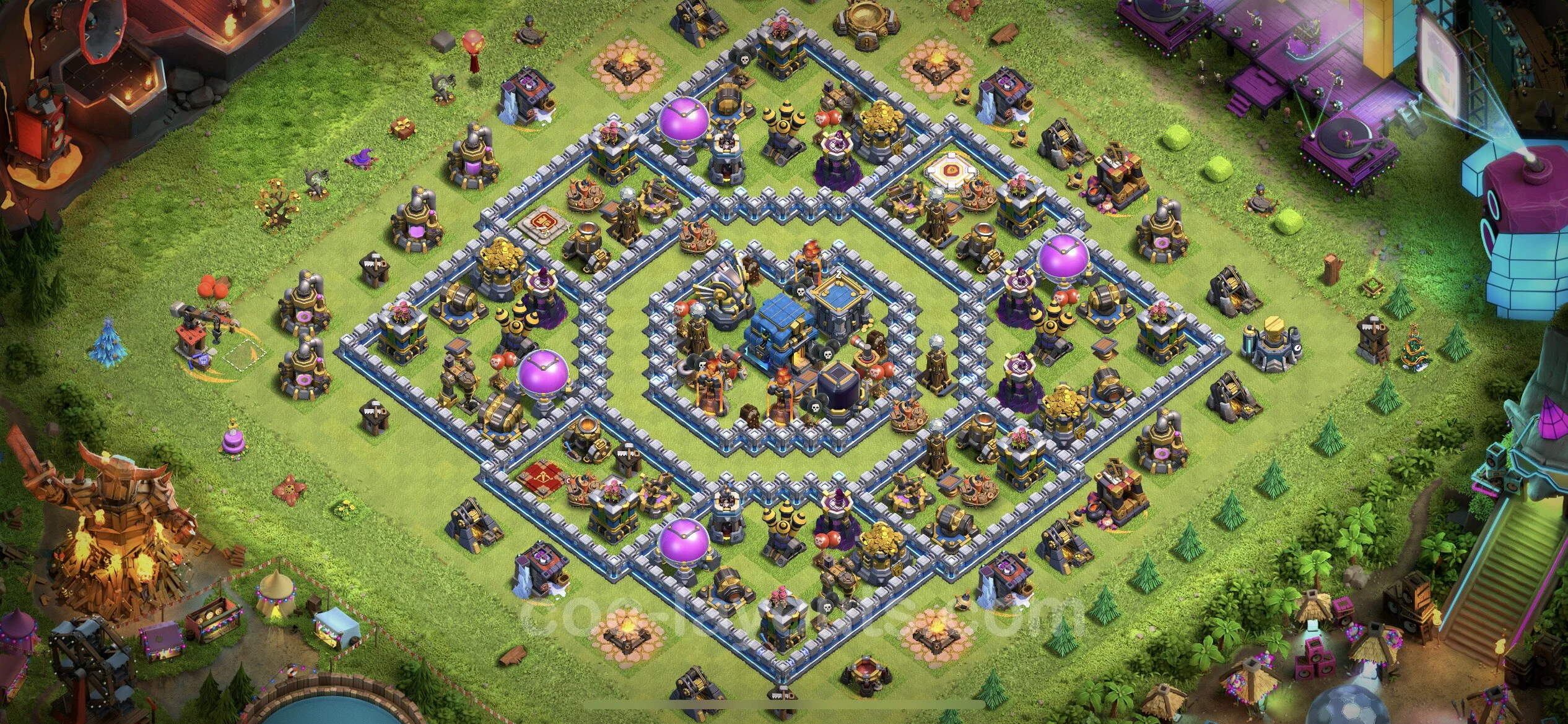 Anti 2 Stars Base TH12 with Link, Hybrid - best plan / layout / design - Clash of Clans - (#49)