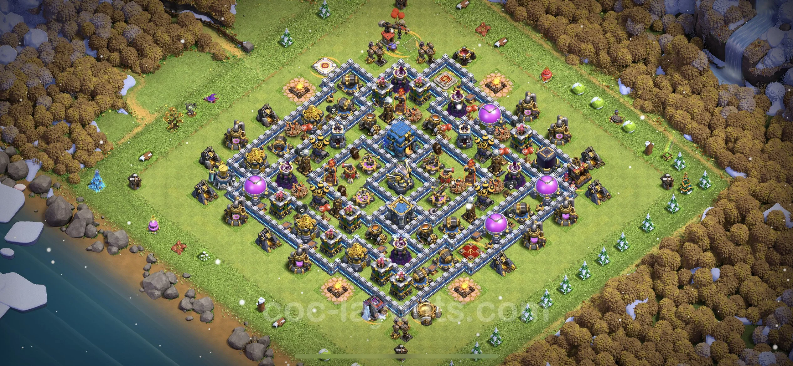 Defense (Trophy) Base TH12 with Link, Anti 2 Stars, Hybrid - plan / layout / design - Clash of Clans - (#61) — Захист TH12