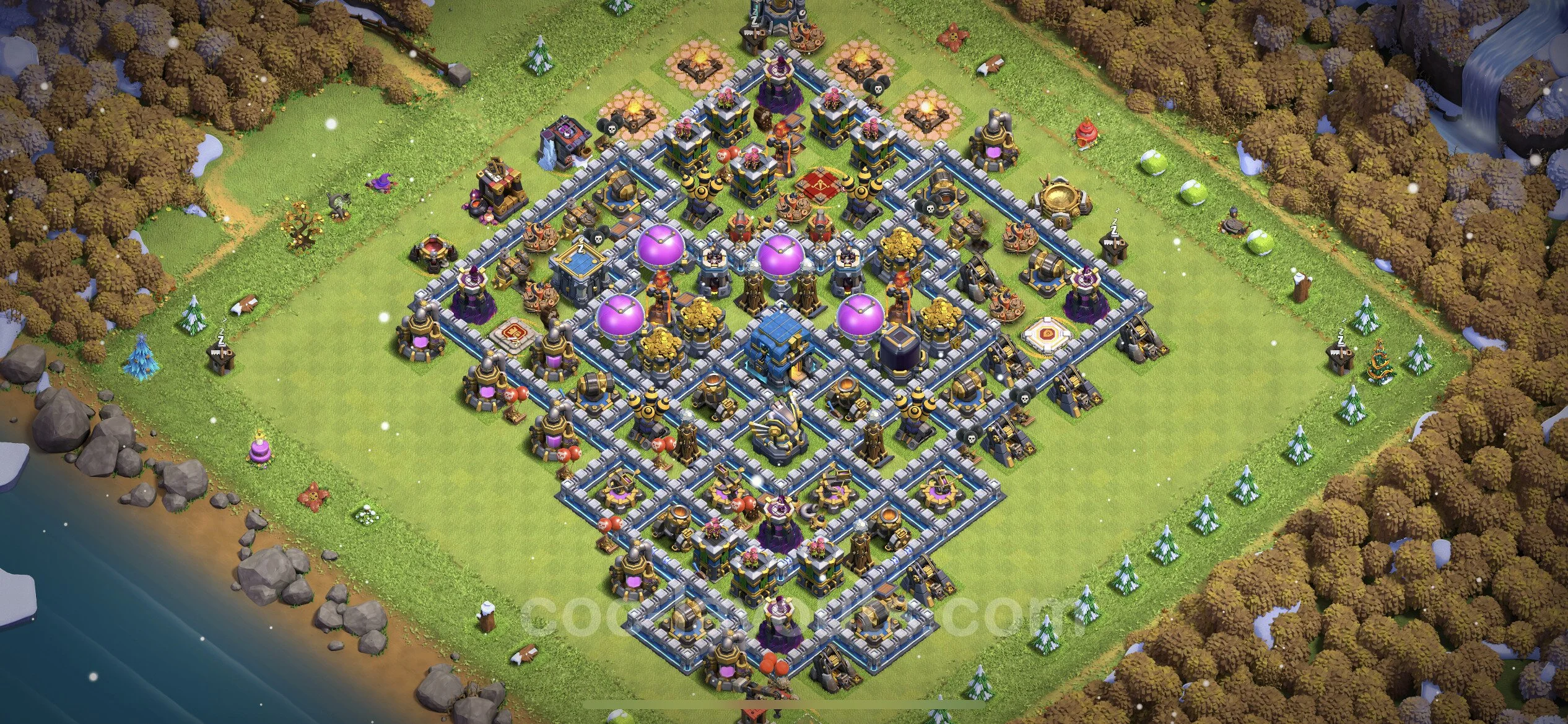 Defense (Trophy) Base TH12 with Link, Anti 3 Stars, Hybrid - plan / layout / design - Clash of Clans - (#68) — Defense TH12