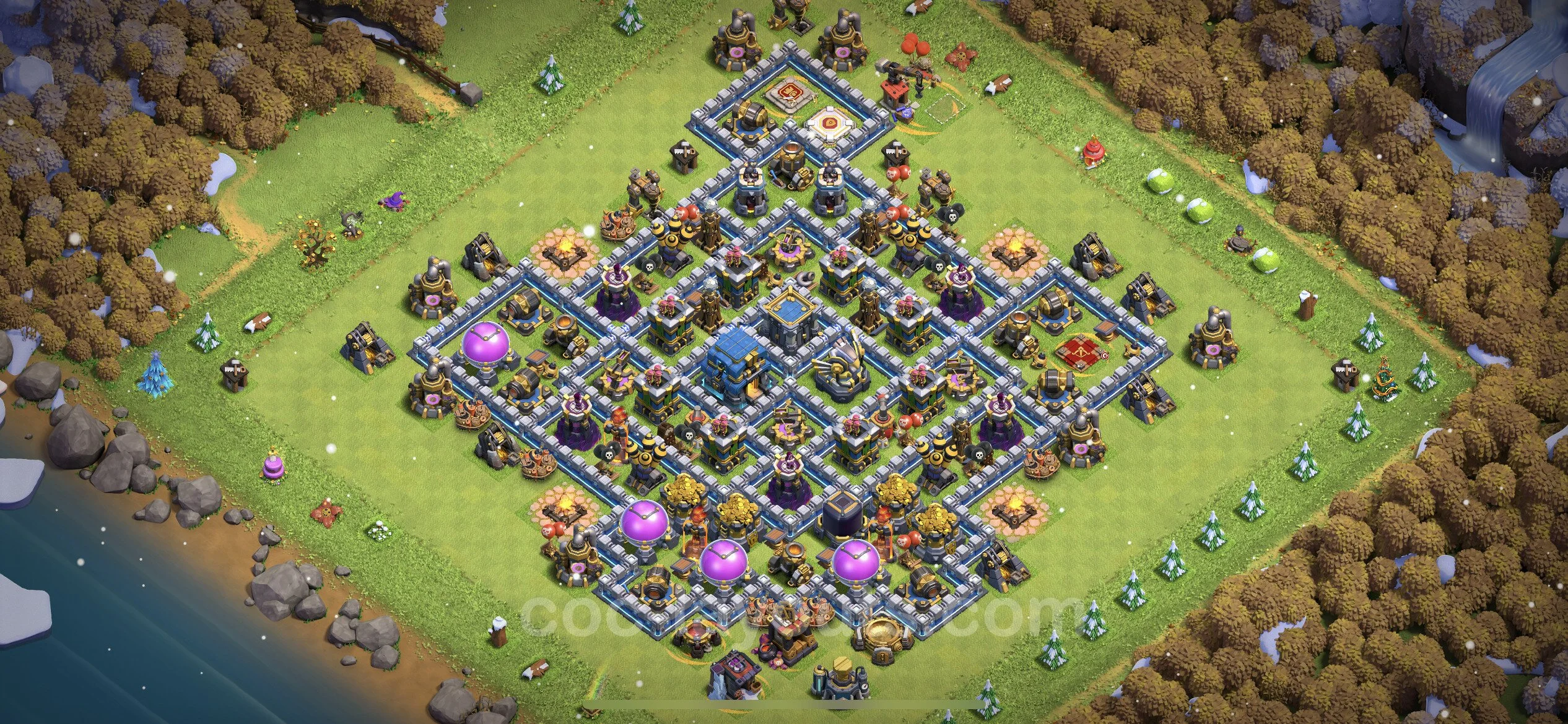 Anti 3 Stars Base TH12 with Link, Hybrid - best plan / layout / design - Clash of Clans - (#69) — Захист TH12