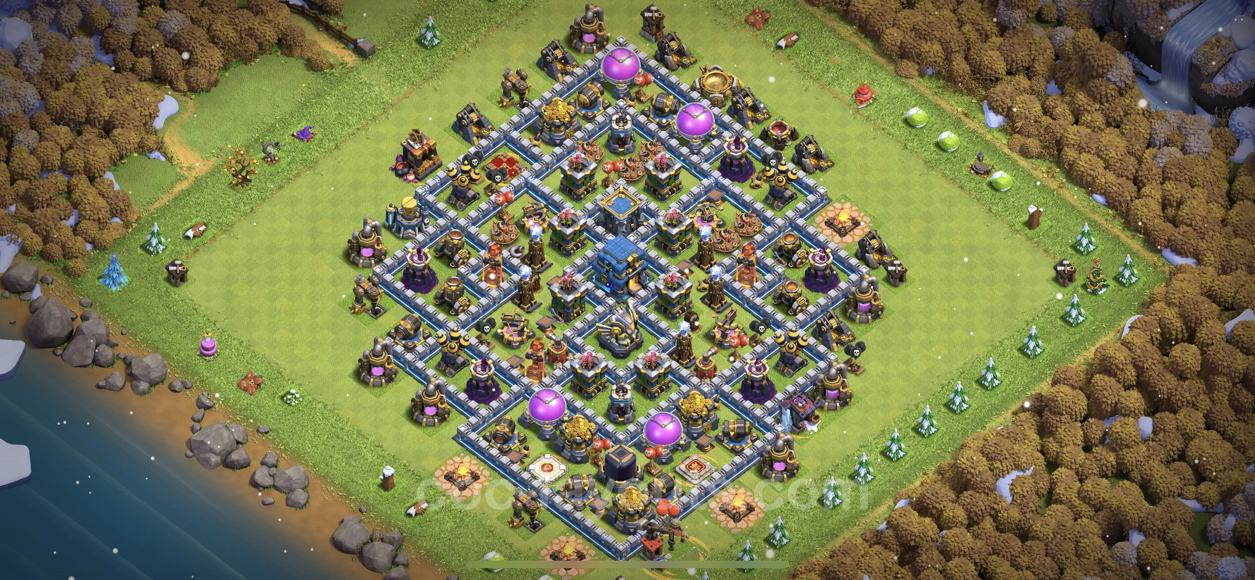 Defense (Trophy) Base TH12 with Link, Anti 2 Stars, Hybrid - plan / layout / design - Clash of Clans - (#71) — Savunma TH12