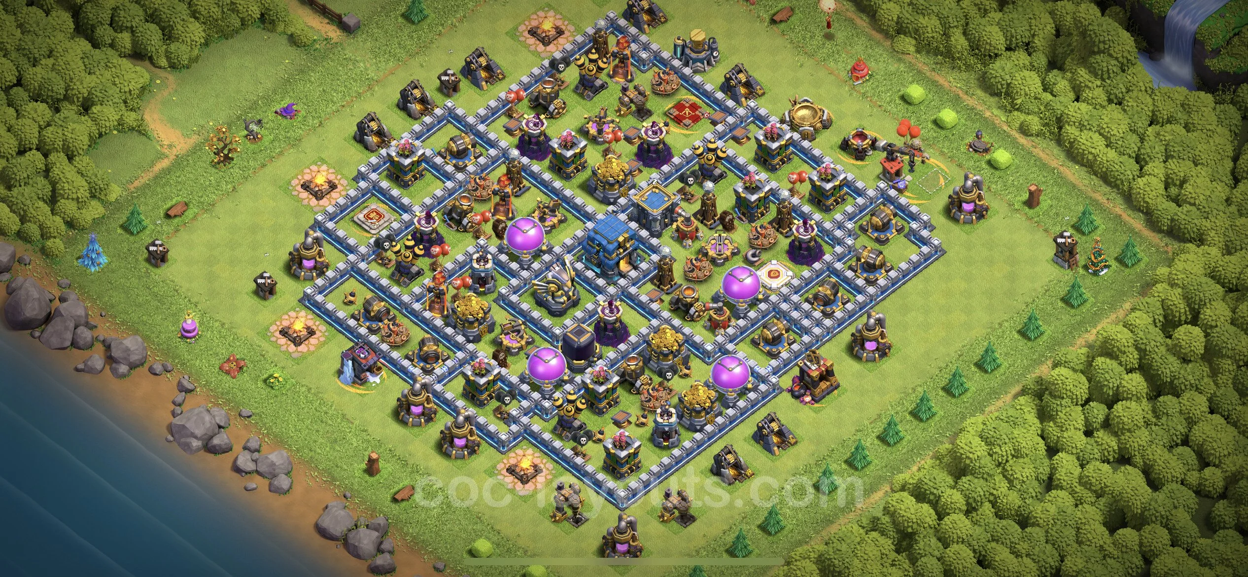 Anti 2 Stars Base TH12 with Link, Hybrid - best plan / layout / design - Clash of Clans - (#73) — Defense TH12