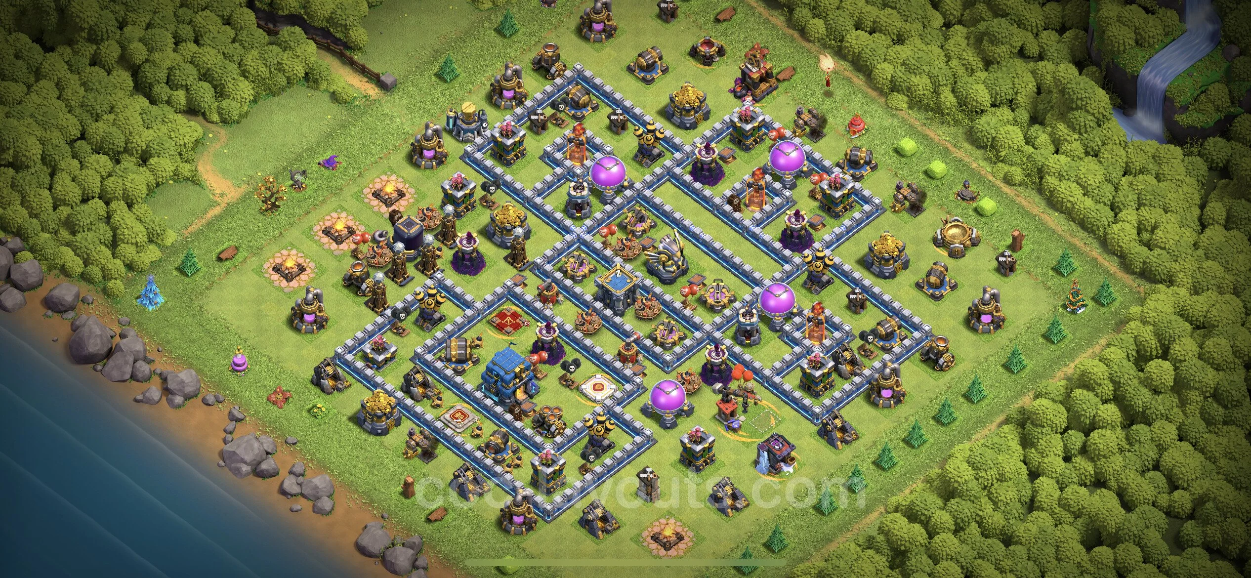 Top Base TH12 with Link, Anti 3 Stars - Anti P.E.K.K.A / Golem Defence Plan - Clash of Clans - (#81) — Verdediging TH12
