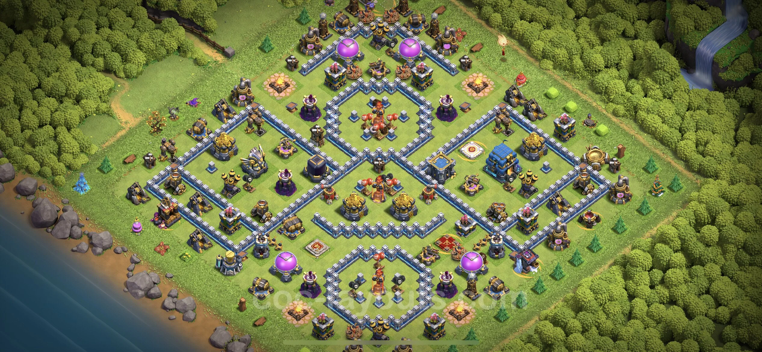 Top Base TH12 with Link, Hybrid - Anti Everything Defence Plan - Clash of Clans - (#85) — Verteidigung TH12