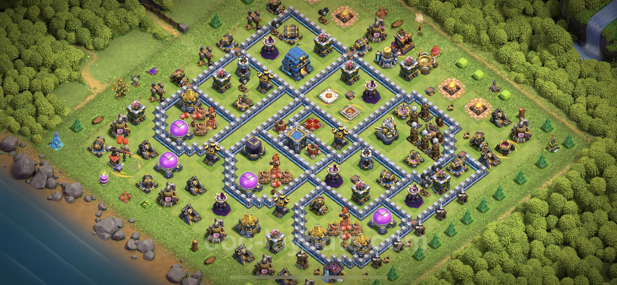 Base TH12 with Link Max Levels - defence plan / layout / design - Clash of Clans - (#89) — Verteidigung TH12