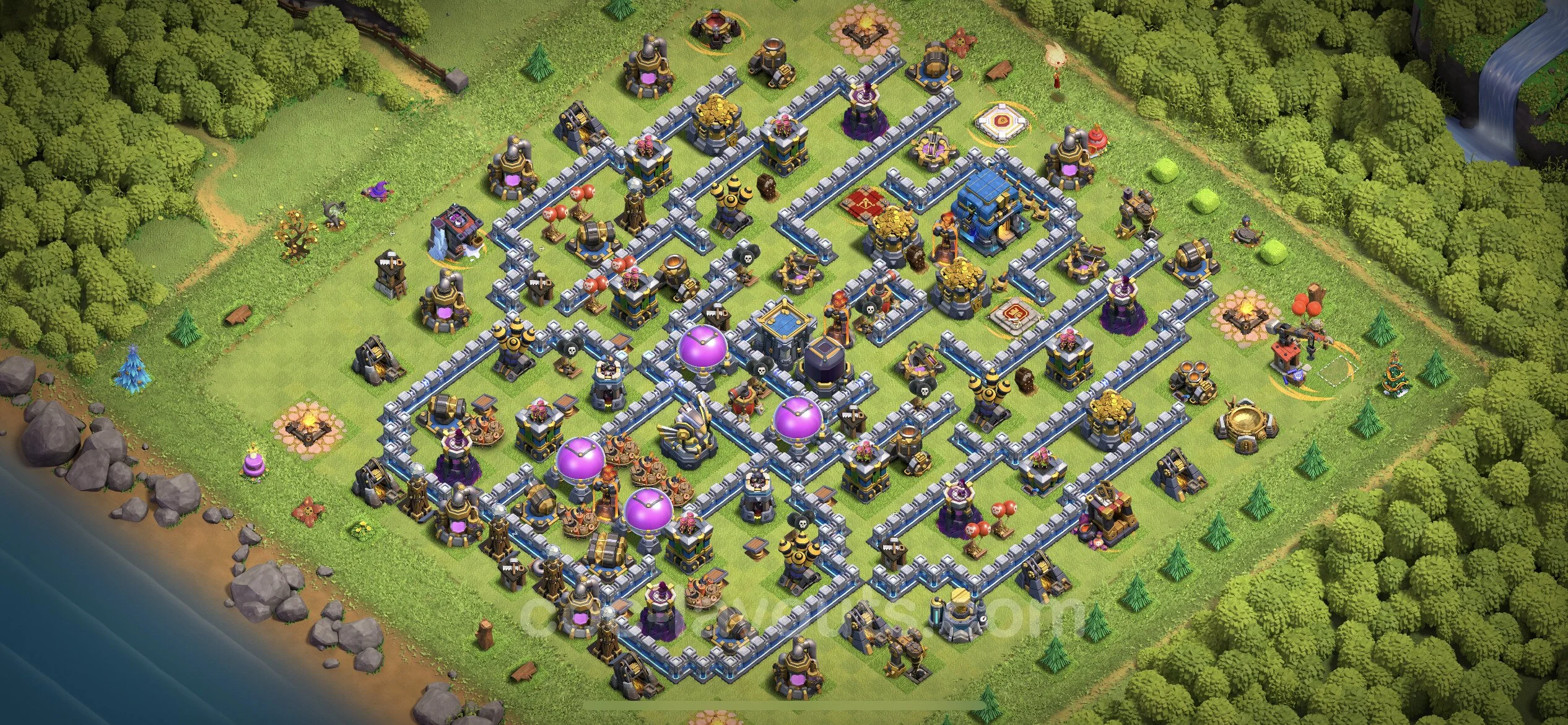 Top Base TH12 with Link, Hybrid - Anti Everything Defence Plan - Clash of Clans - (#91) — Obrona TH12