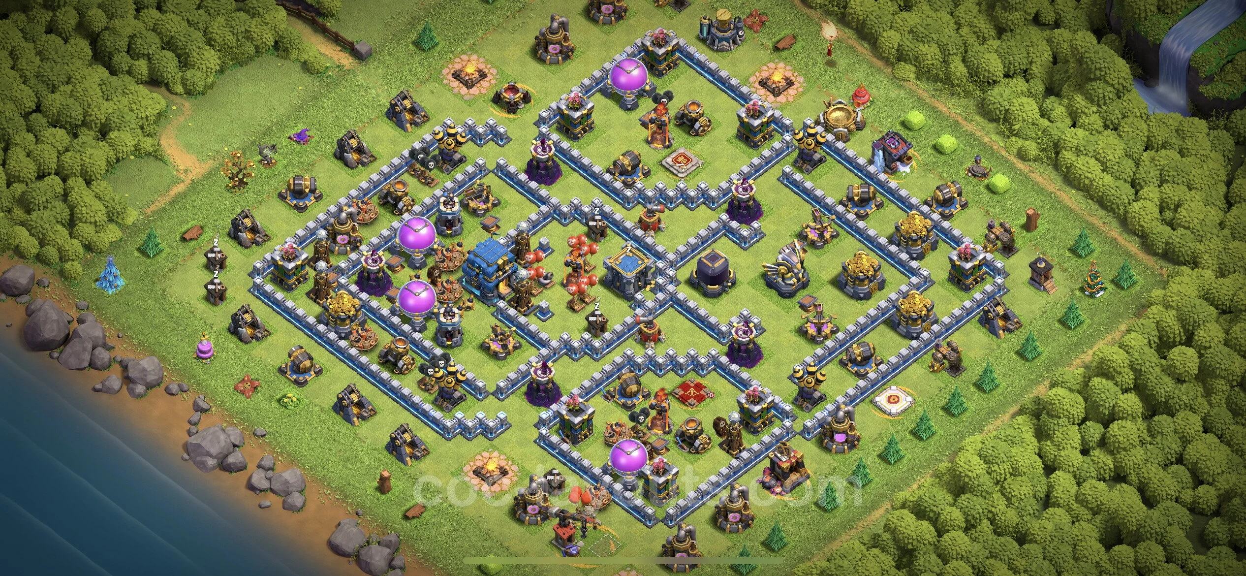 Anti 2 Stars Base TH12 with Link, Hybrid - best plan / layout / design - Clash of Clans - (#94) — Захист TH12