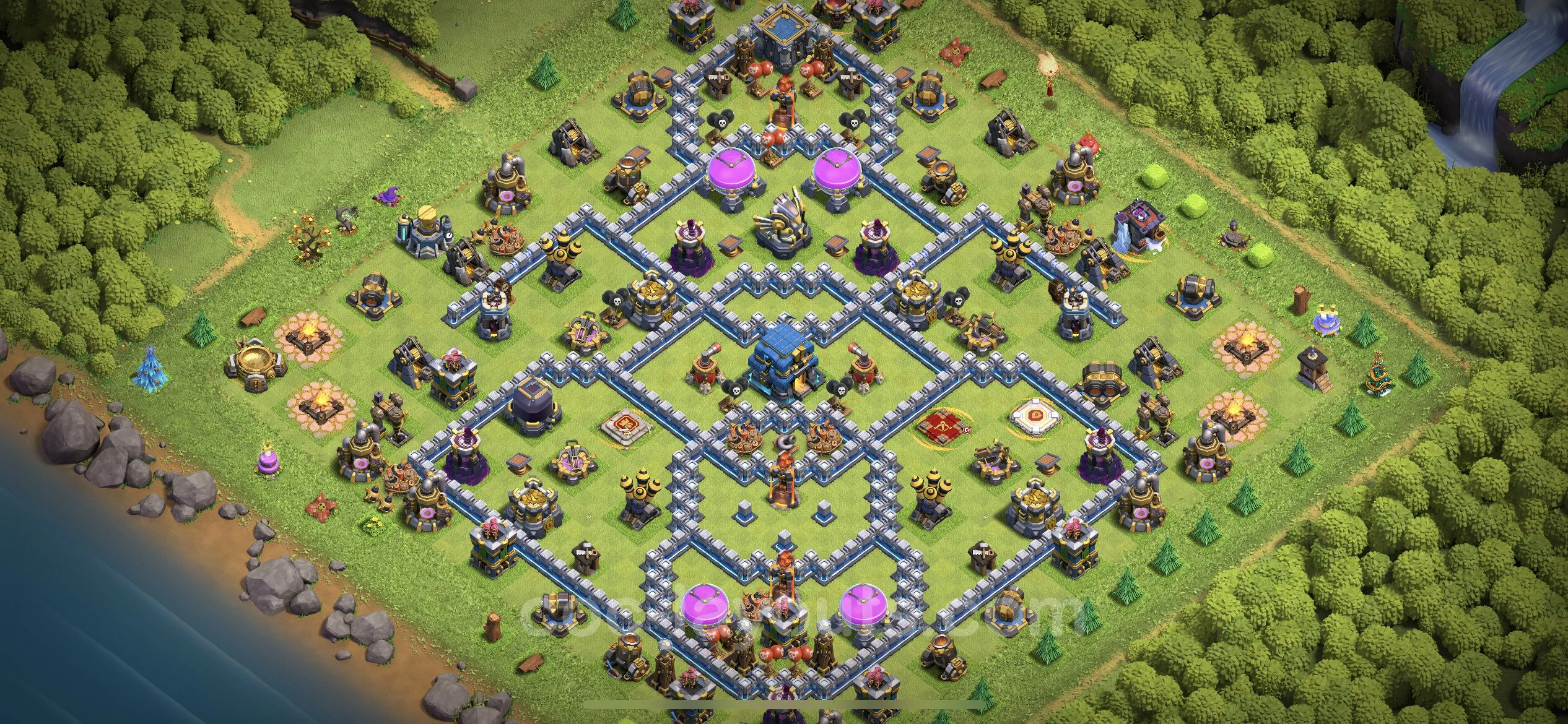 Anti 2 Stars Base TH12 with Link, Hybrid - best plan / layout / design - Clash of Clans - (#98) — Obrona TH12
