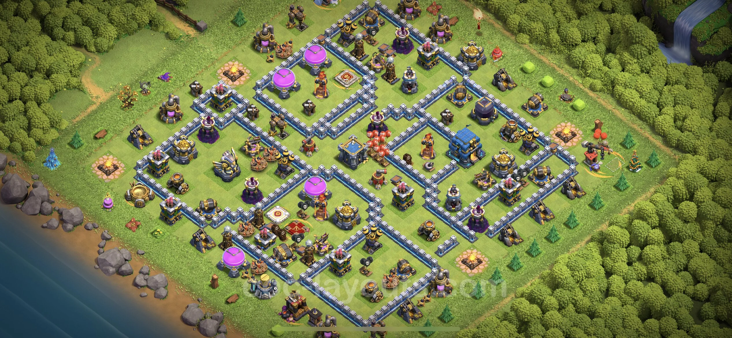 Base TH12 with Link Max Levels - defence plan / layout / design - Clash of Clans - (#99) — Verdediging TH12