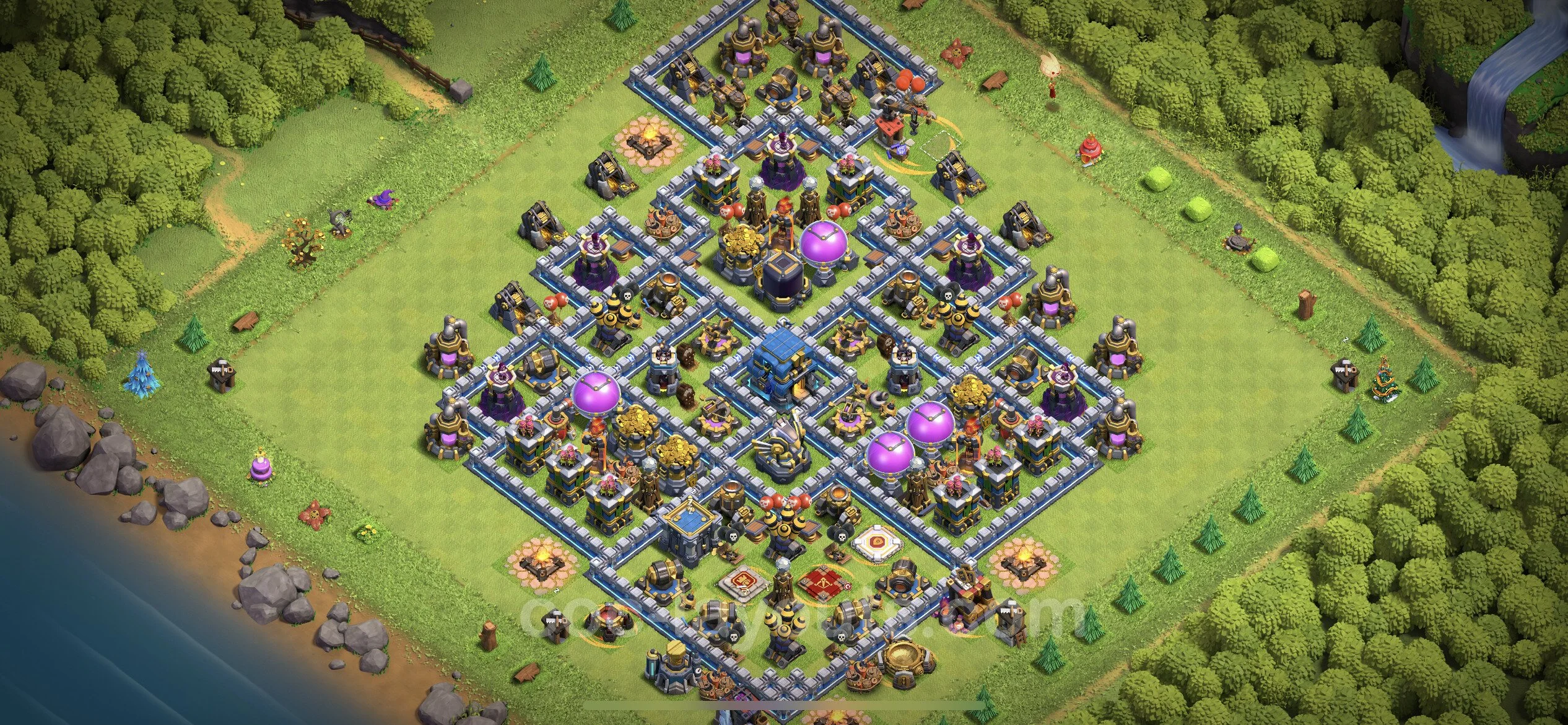 Farming Base TH12 with Link, Anti 2 Stars, Anti Air / Electro Dragon - plan / layout / design - Clash of Clans - (#52) — Recursos TH12