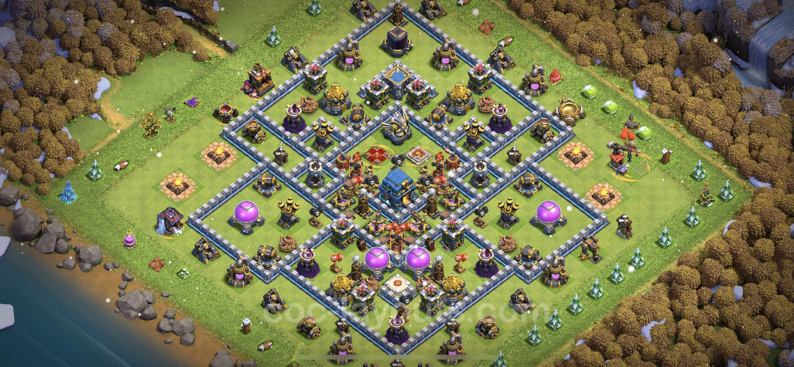 Farming Base TH12 with Link, Anti 3 Stars, Anti Air / Electro Dragon - plan / layout / design - Clash of Clans - (#54) — Farm TH12