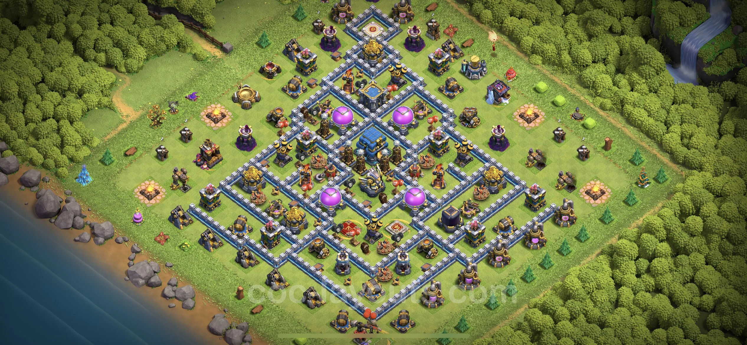 Farming Base TH12 with Link, Anti Air / Electro Dragon - plan / layout / design - Clash of Clans - (#59) — Recursos TH12