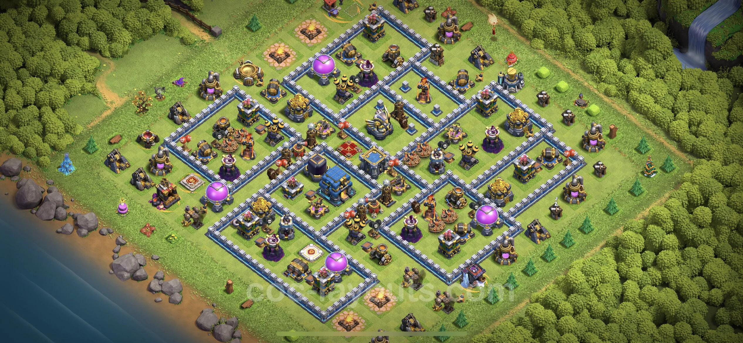Farming Base TH12 with Link, Anti Air / Electro Dragon - plan / layout / design - Clash of Clans - (#62) — Farm TH12