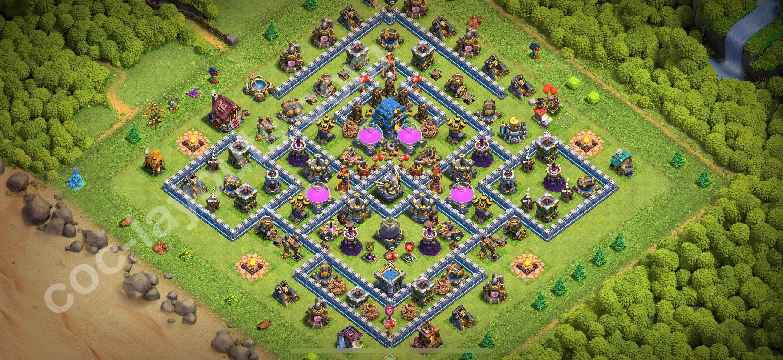 Farming Base TH12 with Link, Anti Everything, Hybrid - plan / layout / design - Clash of Clans 2026 - (#95) — 资源 TH12