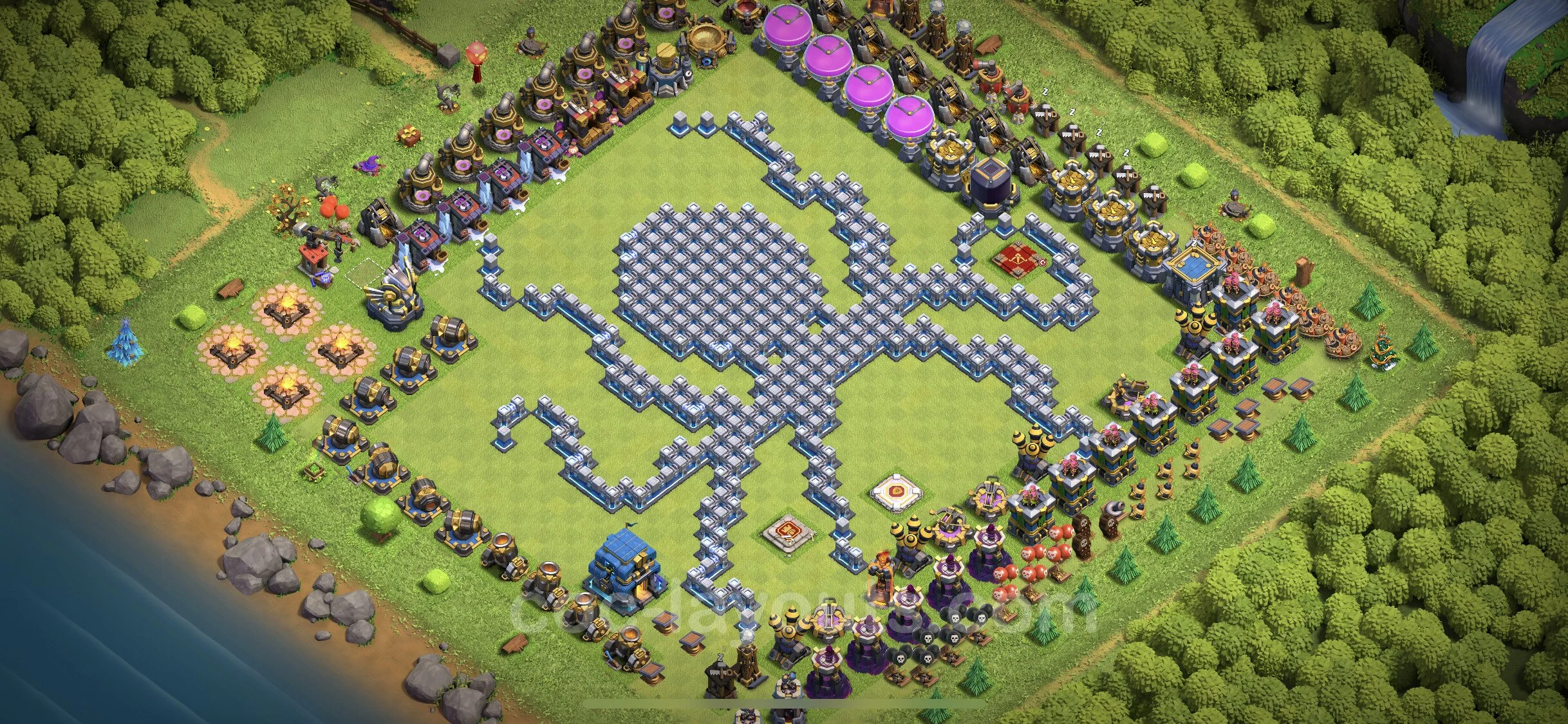 Top Troll Funny Base TH12 with Link - Funny Art Plan - Clash of Clans - (#16)