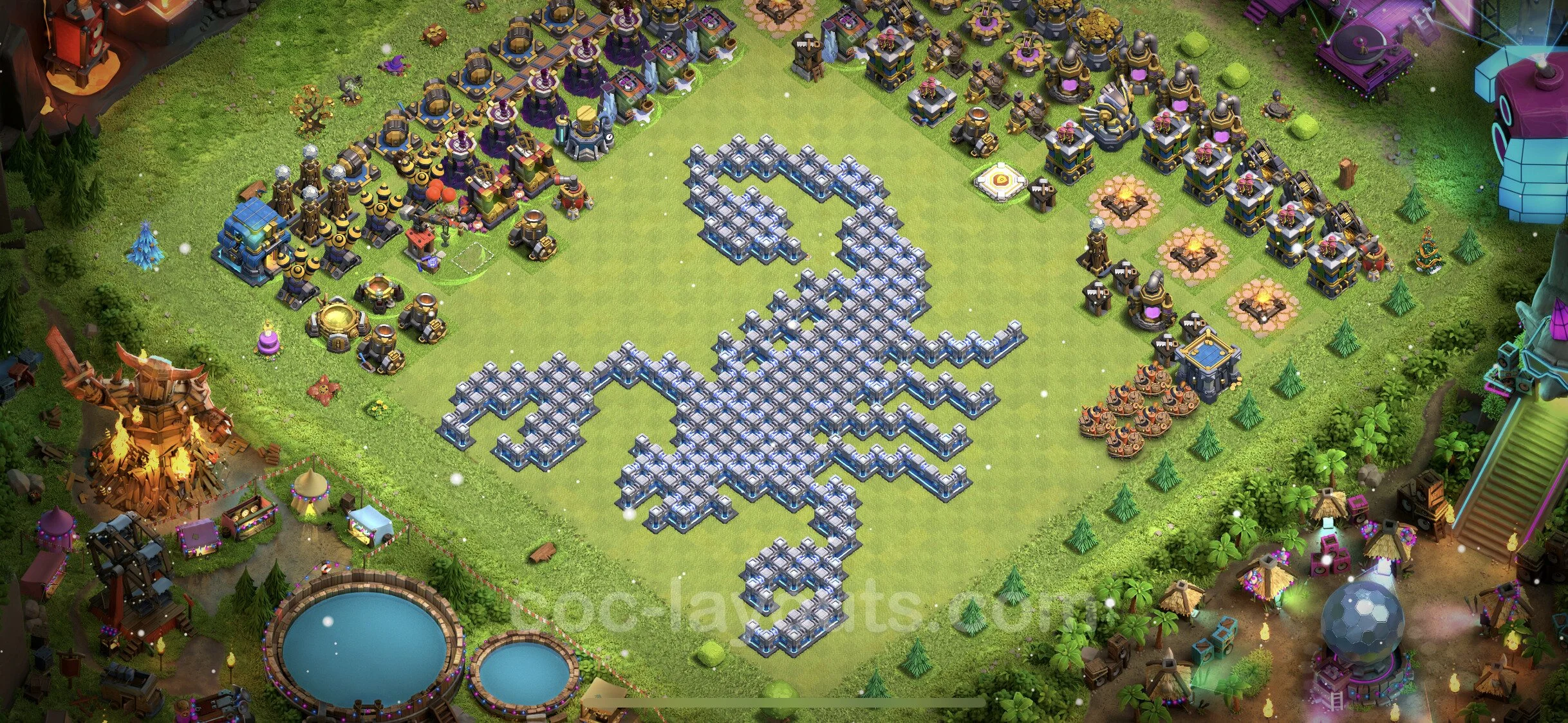 Top Troll Funny Base TH12 with Link - Funny Art Plan - Clash of Clans - (#19)