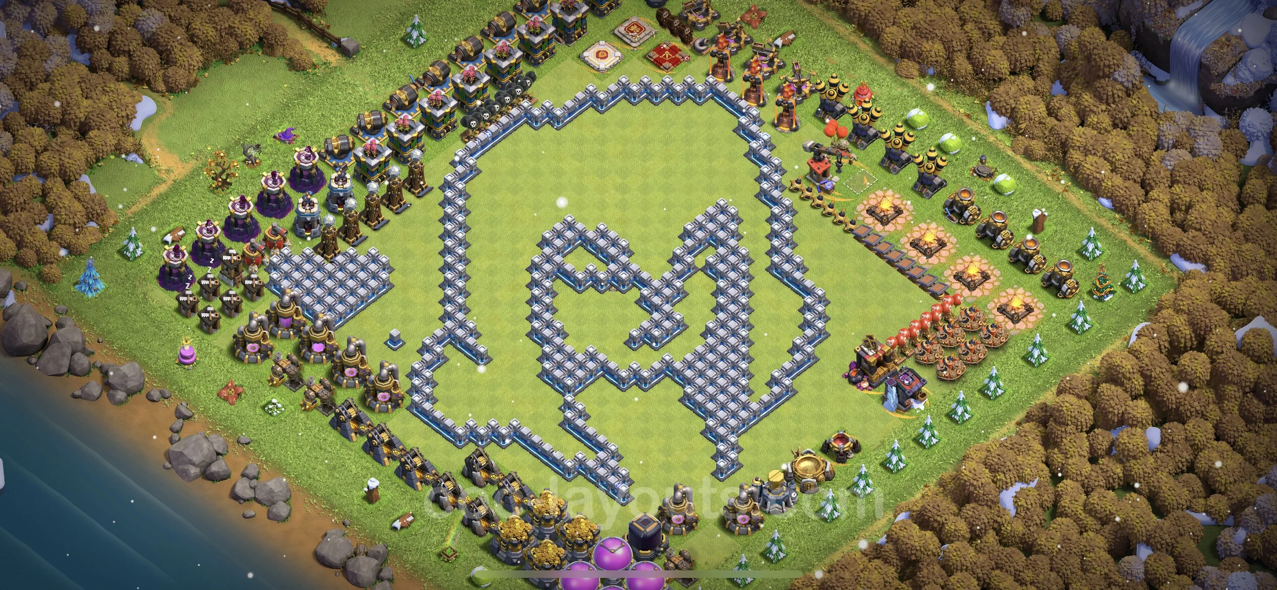 Top Troll Funny Base TH12 with Link - Funny Art Plan - Clash of Clans - (#32) — Plezier TH12