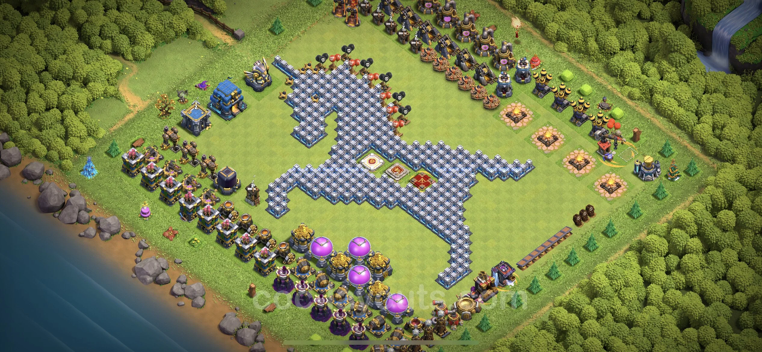 Top Troll Funny Base TH12 with Link - Funny Art Plan - Clash of Clans - (#37) — Plezier TH12