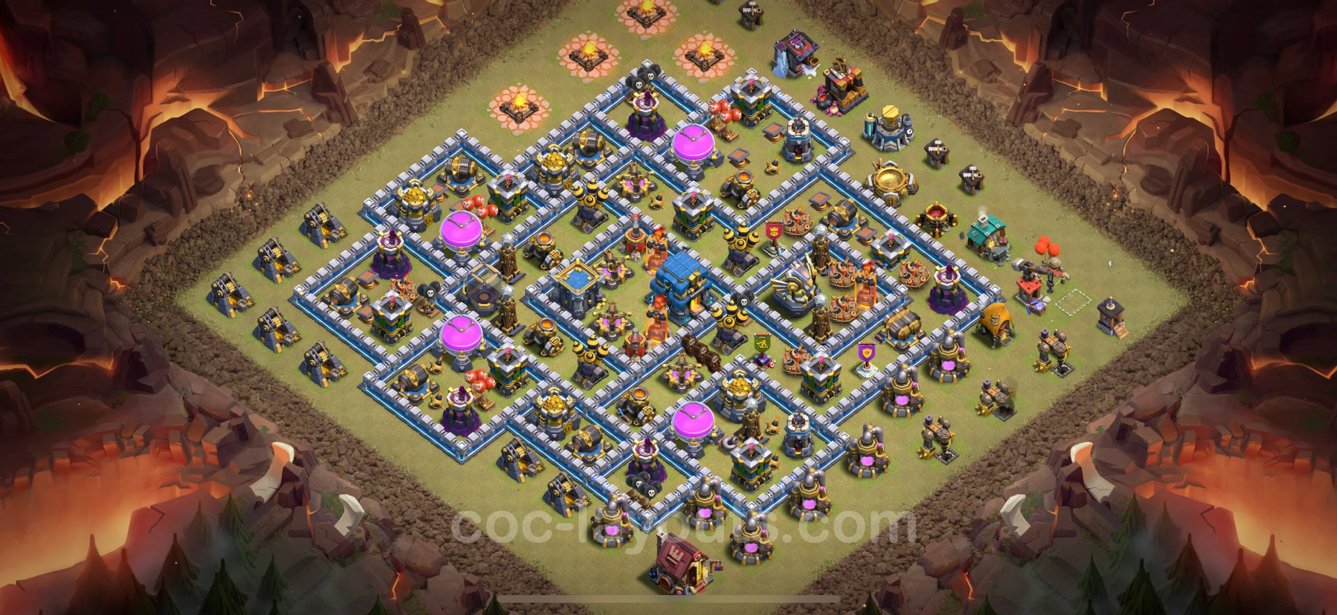 Top War Base TH12 with Link, Hybrid - Max Levels CWL Plan - Clash of Clans - (#163) — Guerre BH12